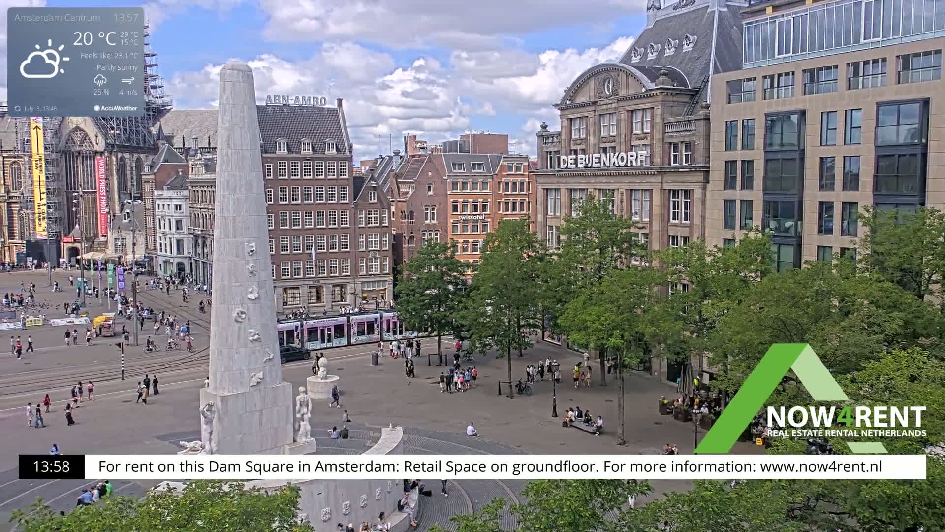 Amsterdam De Dam Square Live Cam - North Holland, Netherlands