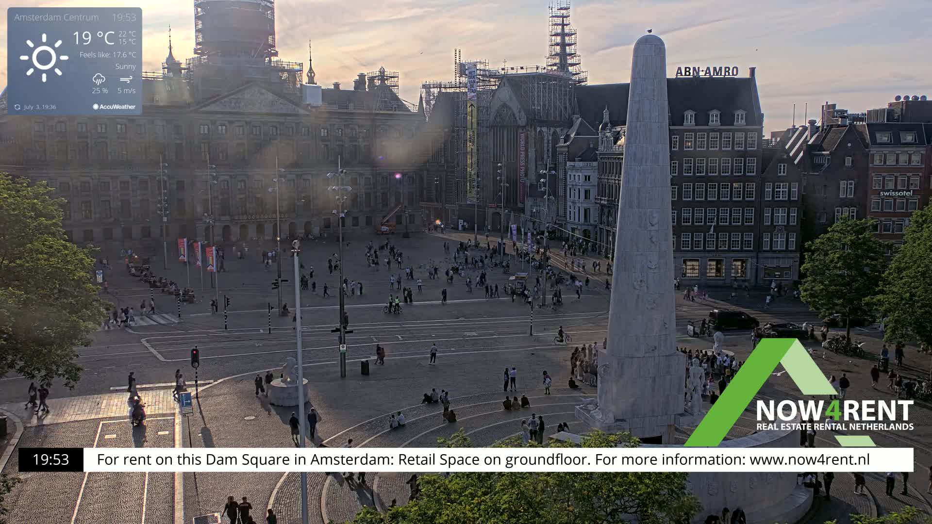 Amsterdam De Dam Square Live Cam - North Holland, Netherlands