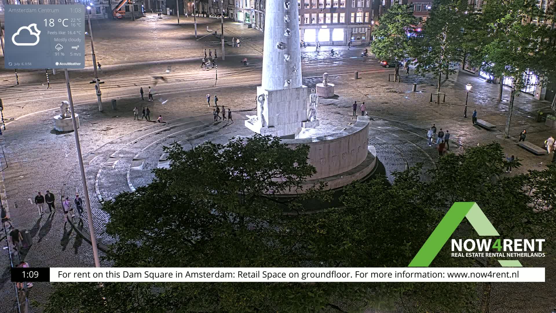 Amsterdam De Dam Square Live Cam - North Holland, Netherlands