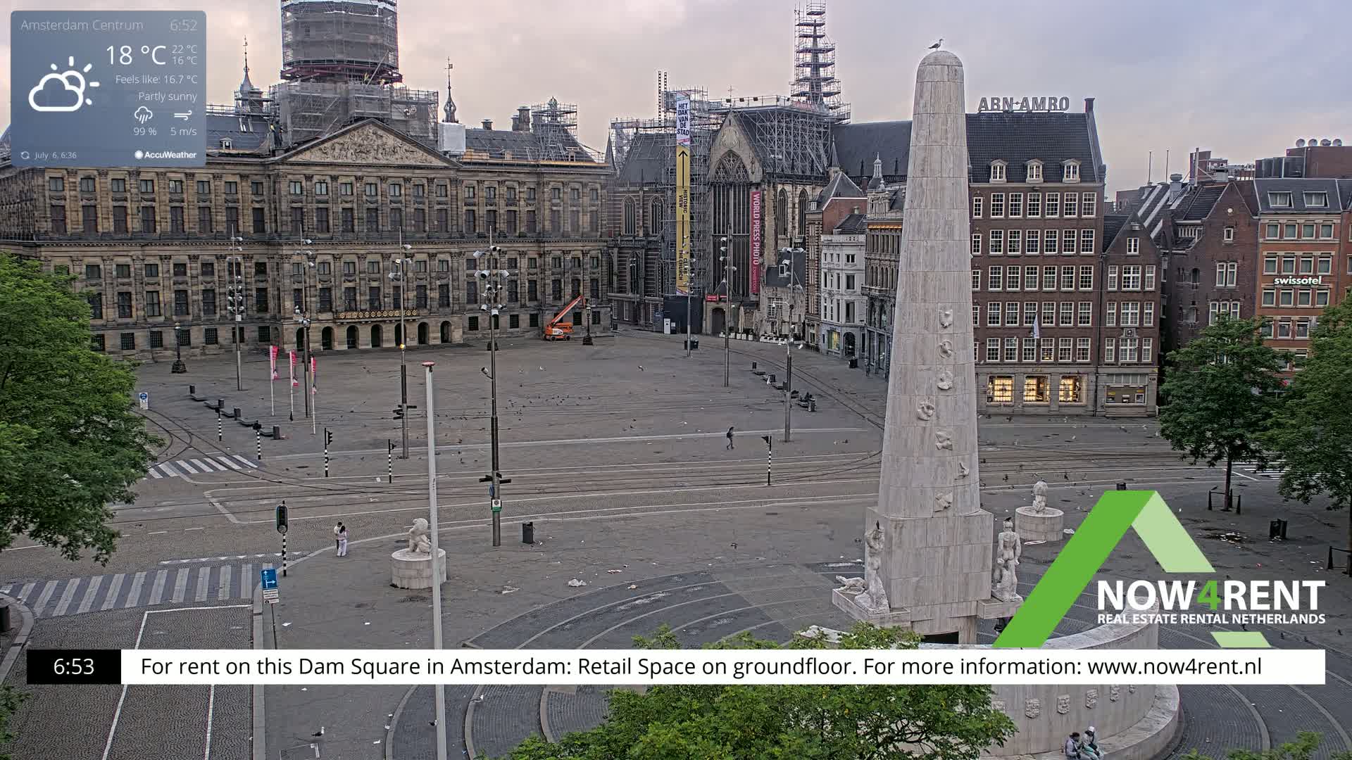 Amsterdam De Dam Square Live Cam - North Holland, Netherlands