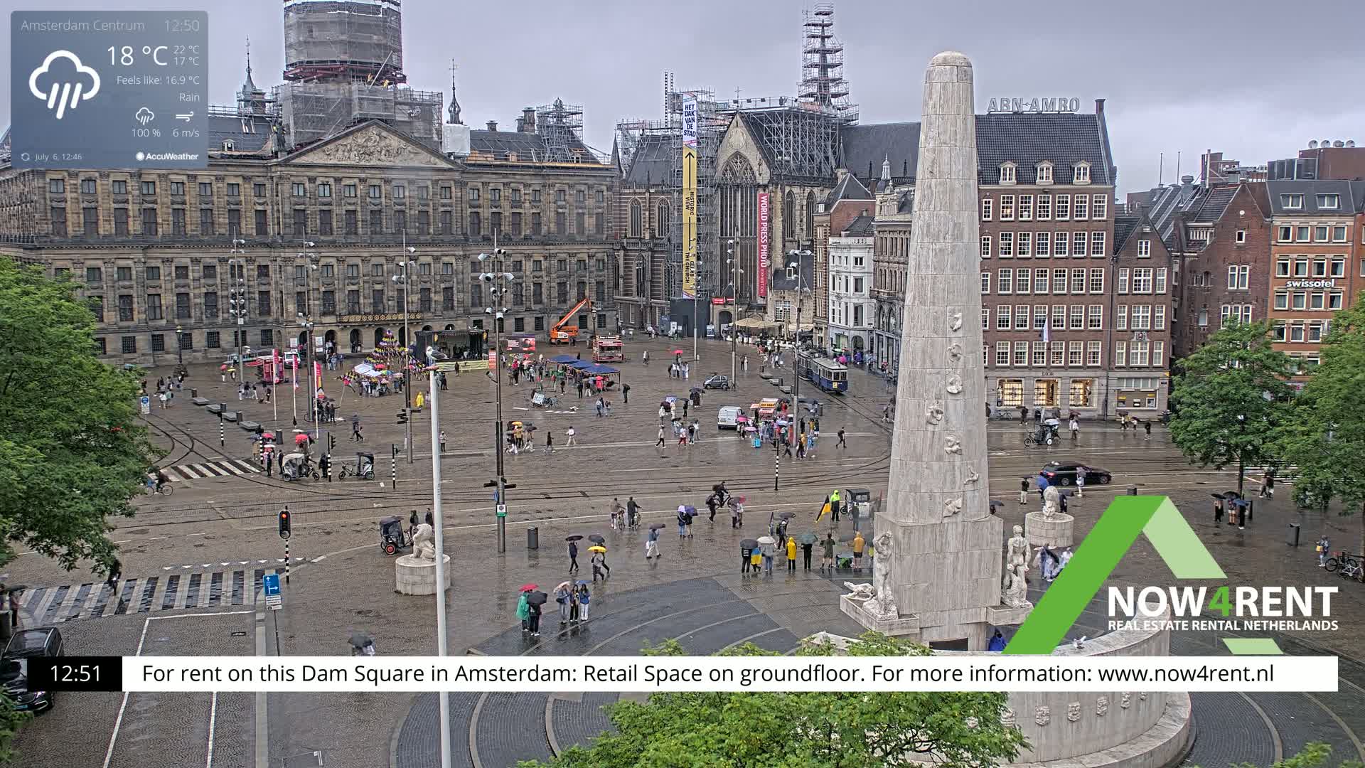 Amsterdam De Dam Square Live Cam - North Holland, Netherlands