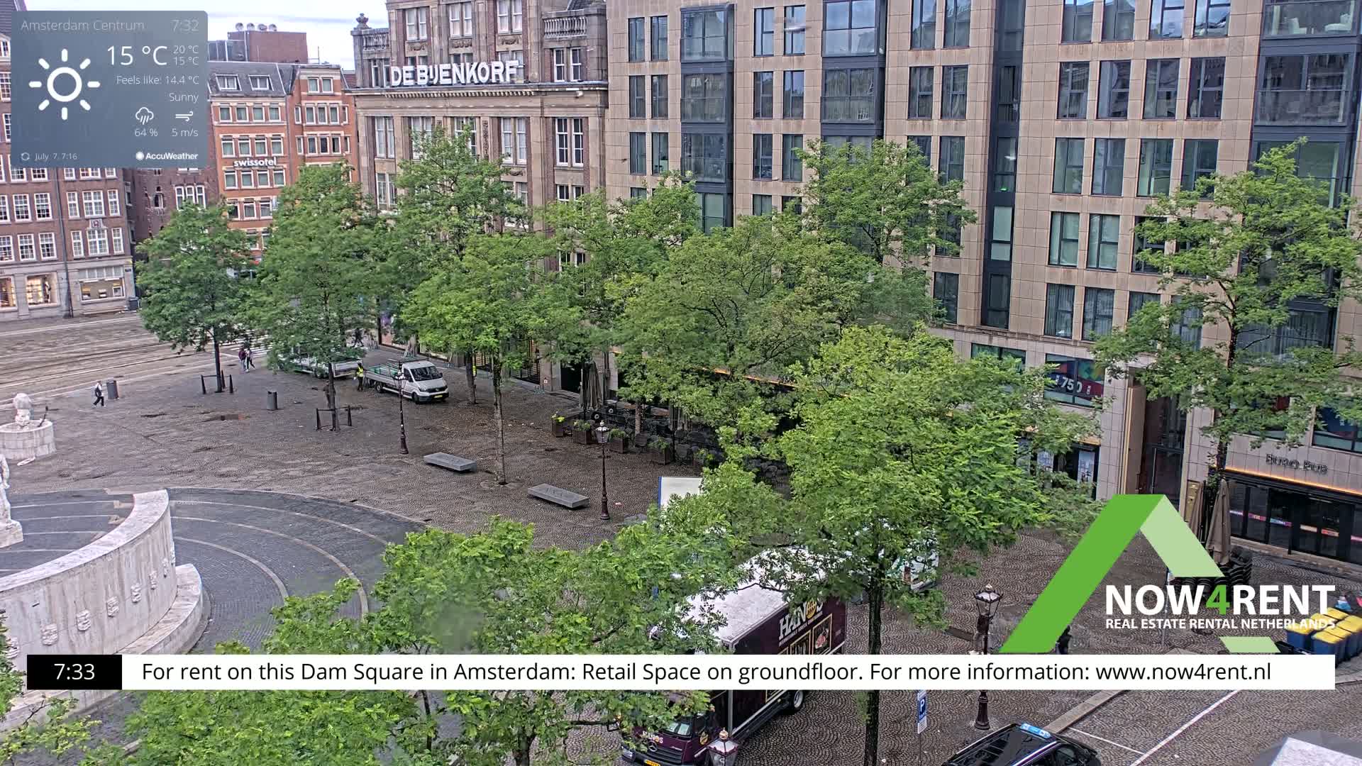 Amsterdam De Dam Square Live Cam - North Holland, Netherlands