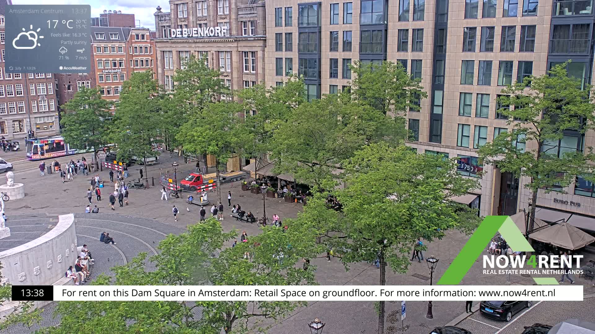 Amsterdam De Dam Square Live Cam - North Holland, Netherlands