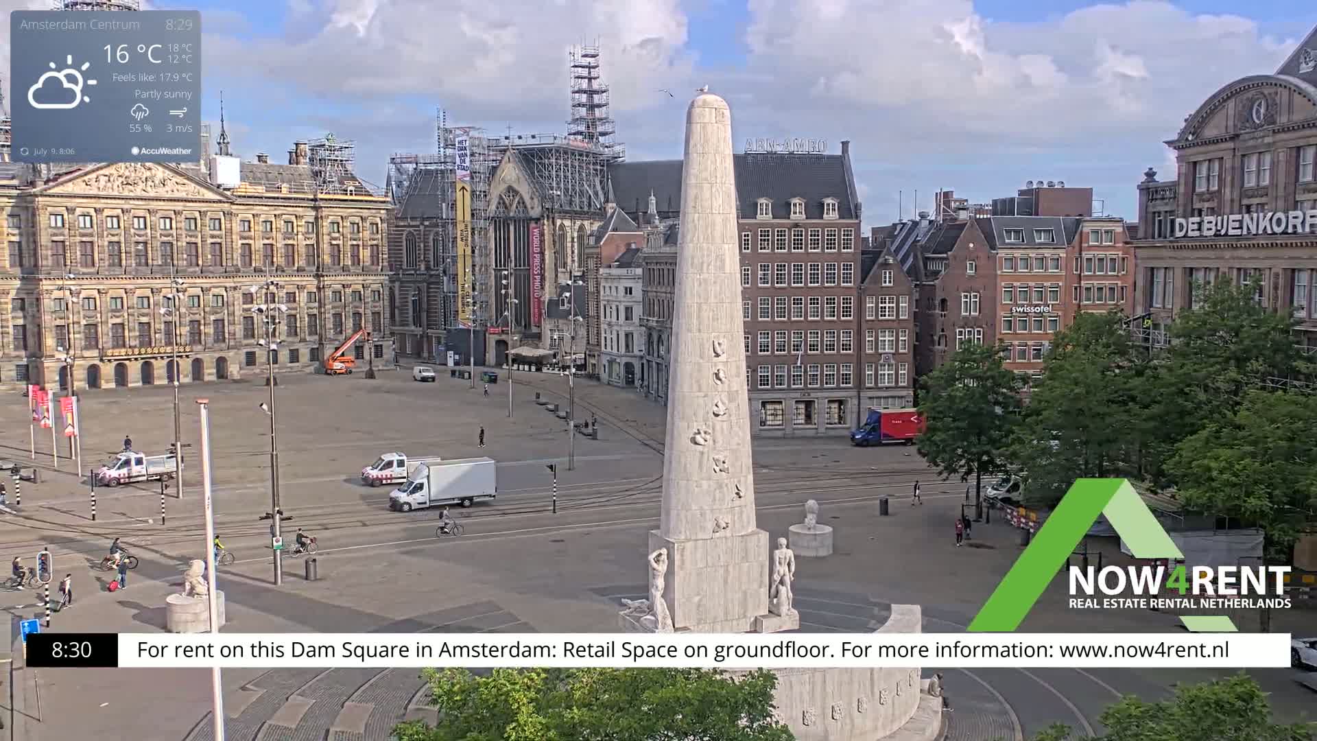 Amsterdam De Dam Square Live Cam - North Holland, Netherlands