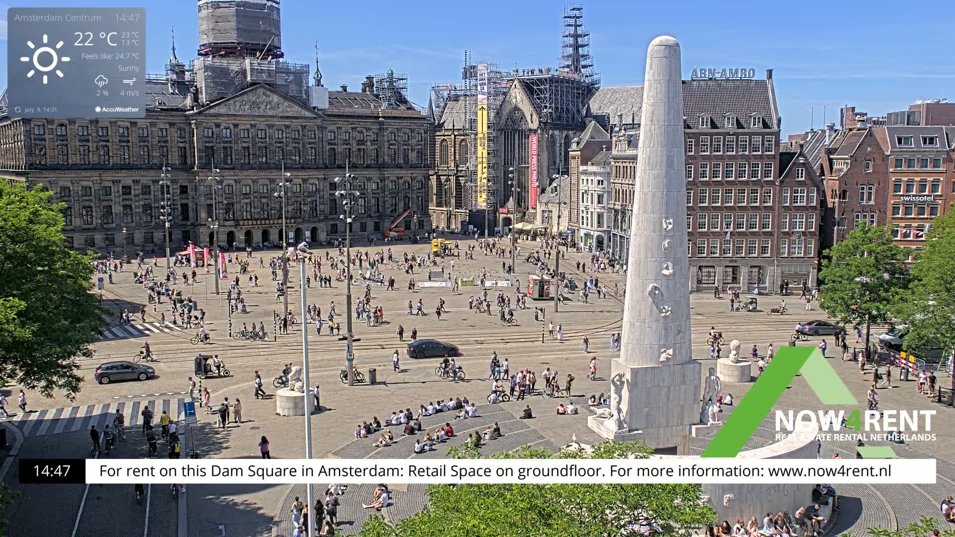 Amsterdam De Dam Square Live Cam - North Holland, Netherlands