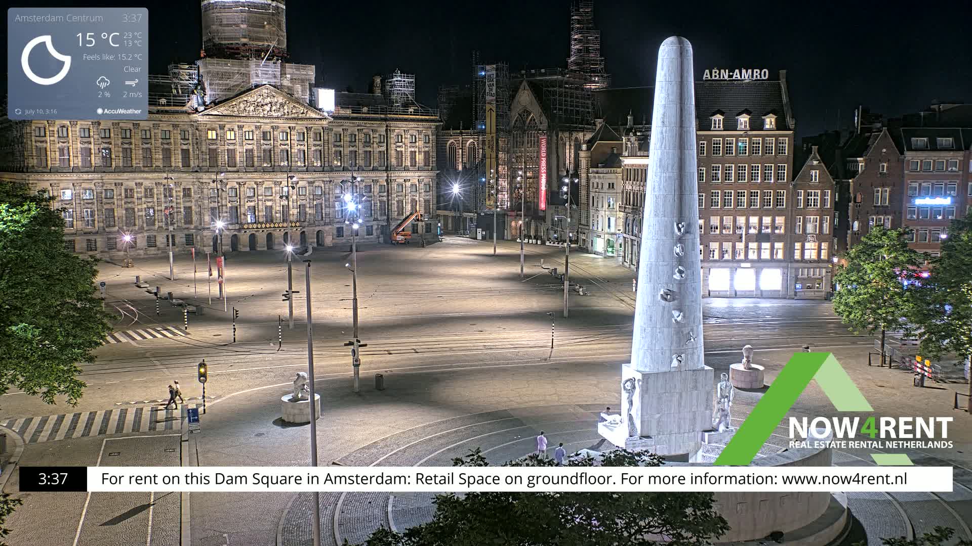 Amsterdam De Dam Square Live Cam - North Holland, Netherlands