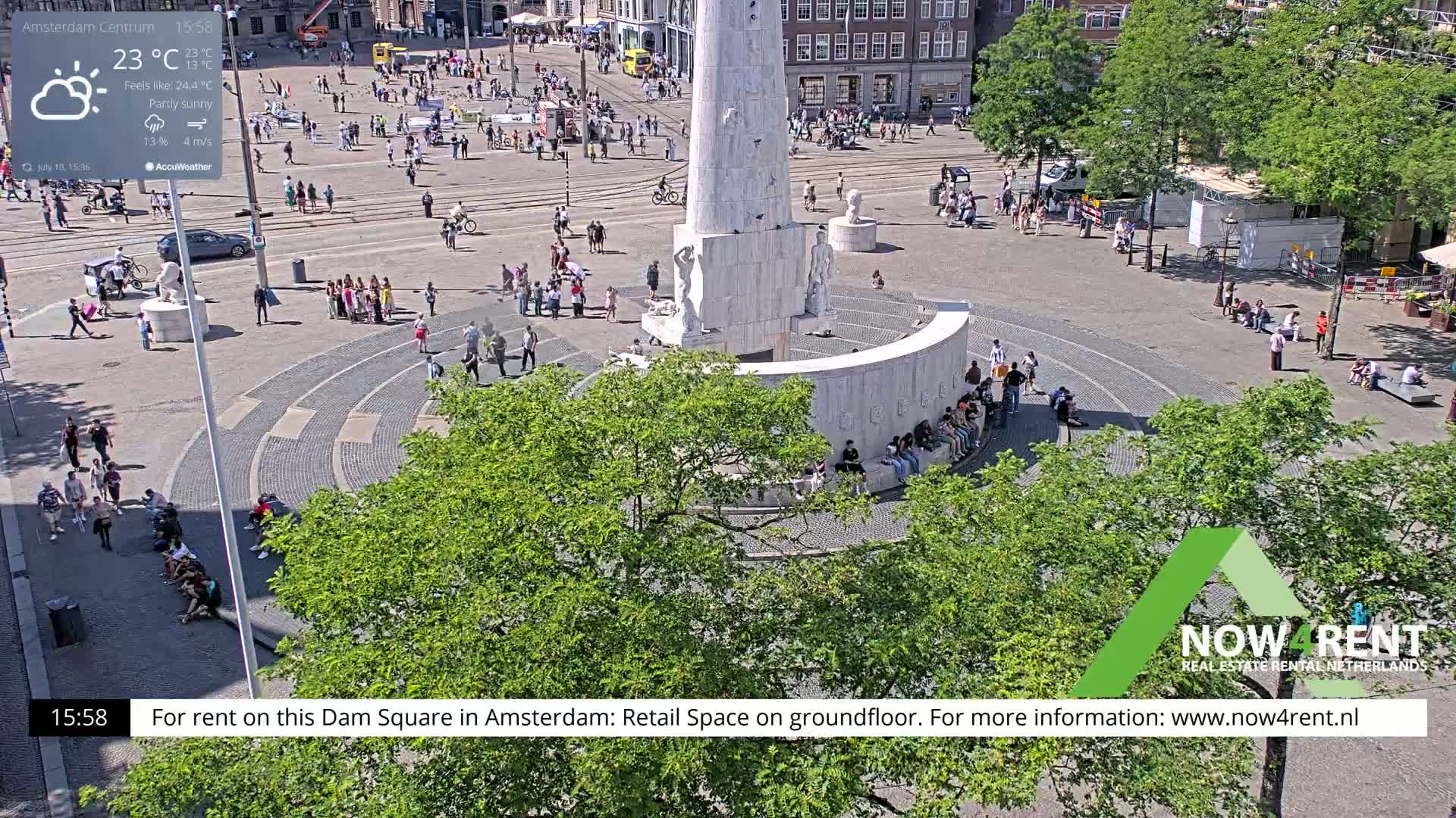 Amsterdam De Dam Square Live Cam - North Holland, Netherlands