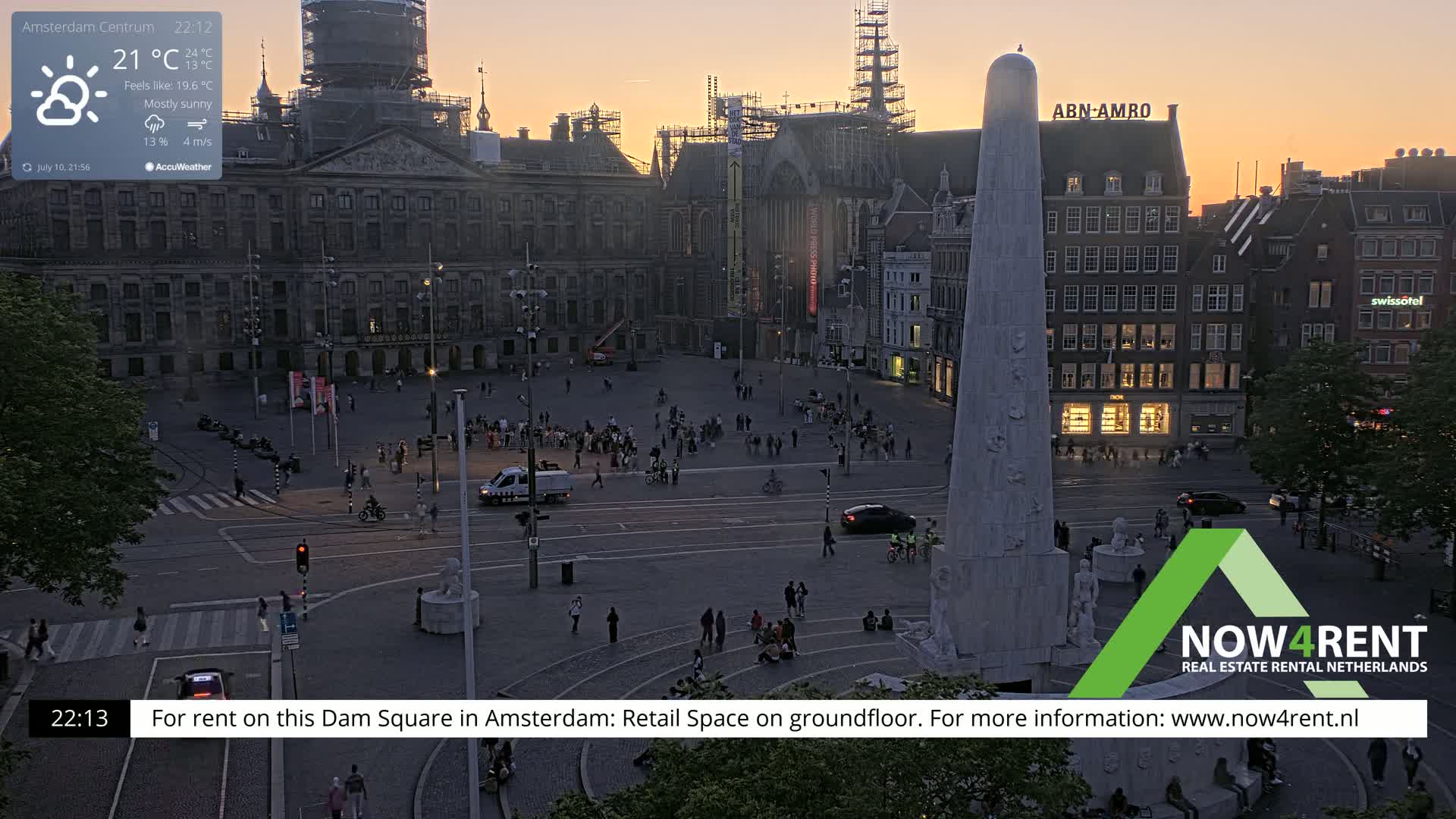 Amsterdam De Dam Square Live Cam - North Holland, Netherlands