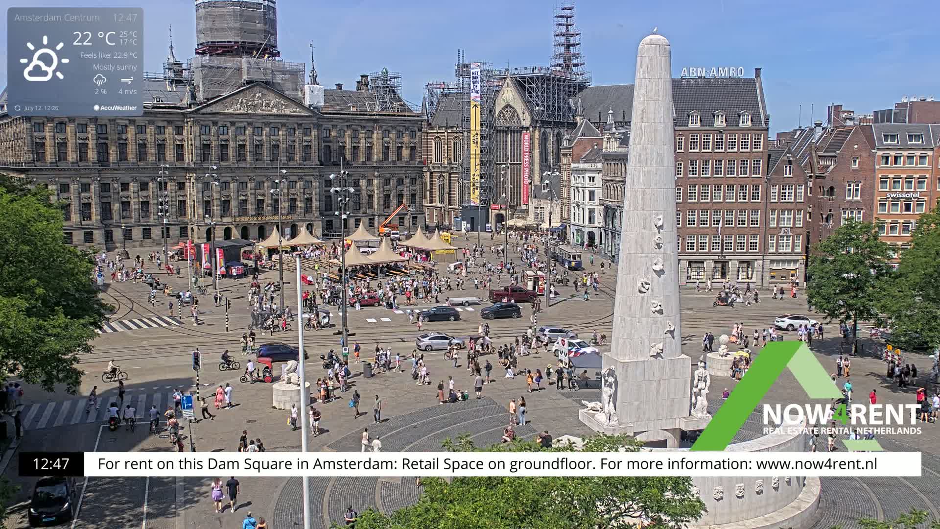 Amsterdam De Dam Square Live Cam - North Holland, Netherlands