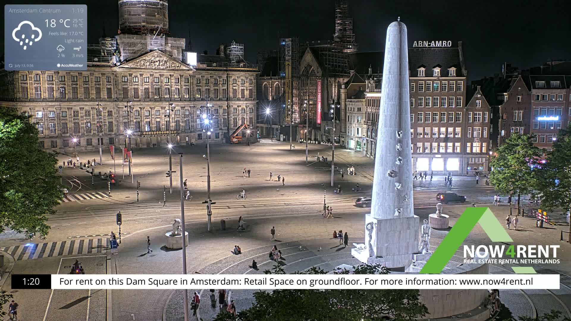 Amsterdam De Dam Square Live Cam - North Holland, Netherlands