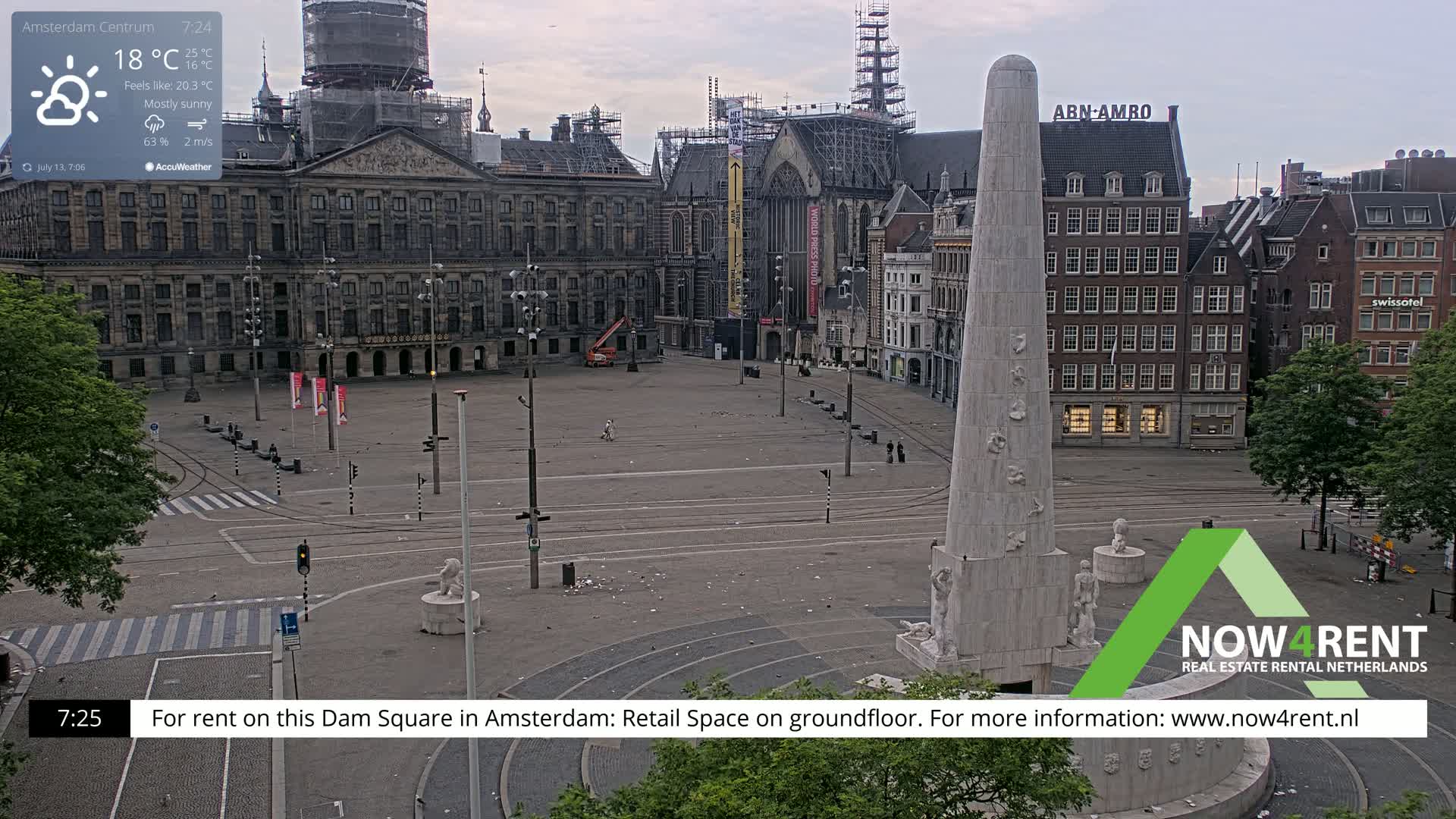 Amsterdam De Dam Square Live Cam - North Holland, Netherlands