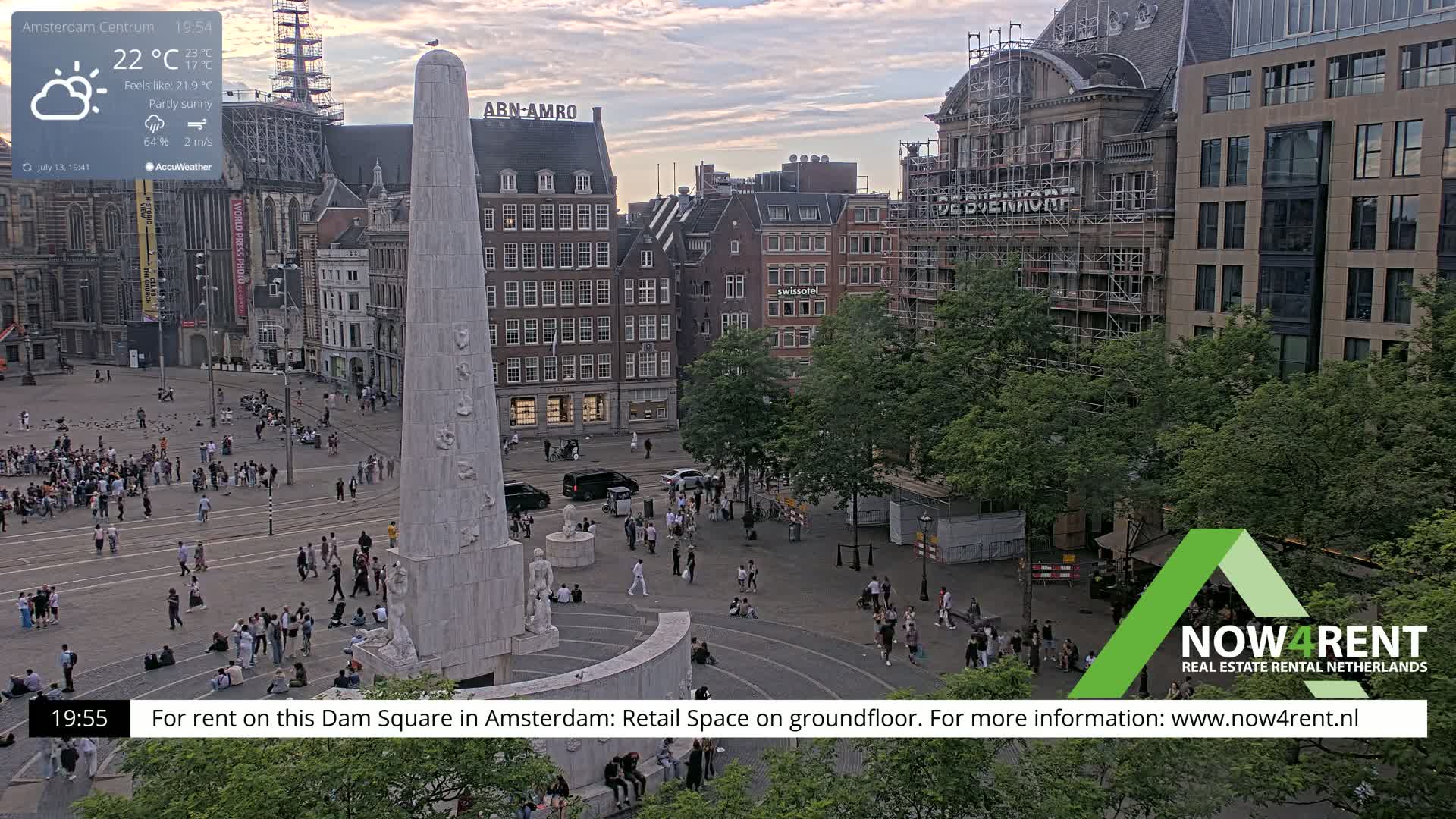 Amsterdam De Dam Square Live Cam - North Holland, Netherlands