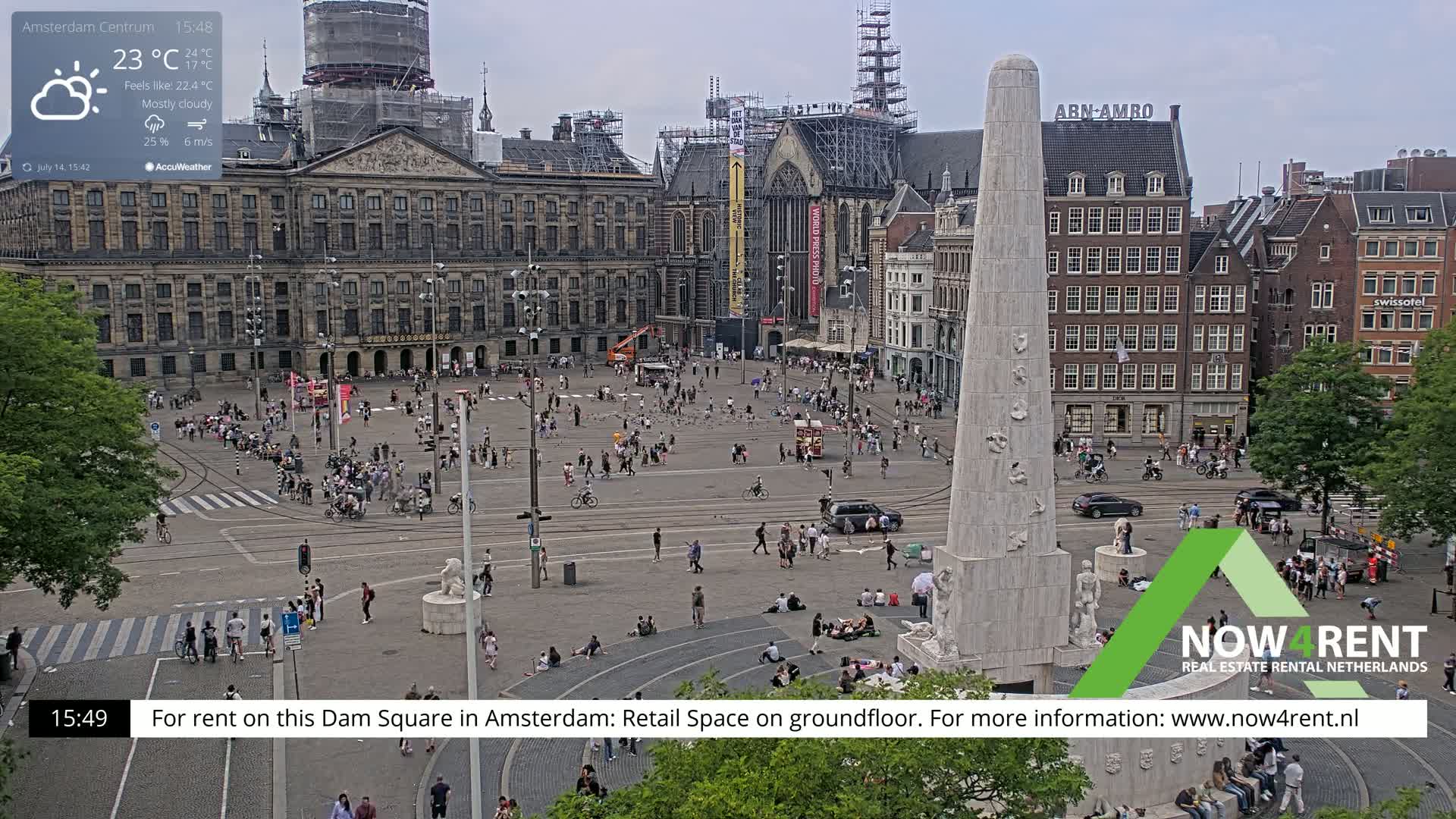 Amsterdam De Dam Square Live Cam - North Holland, Netherlands