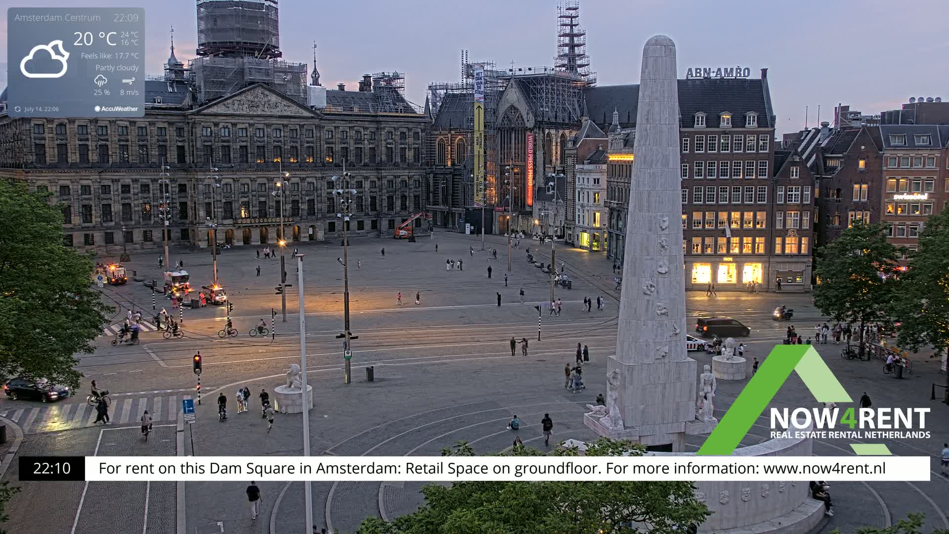 Amsterdam De Dam Square Live Cam - North Holland, Netherlands