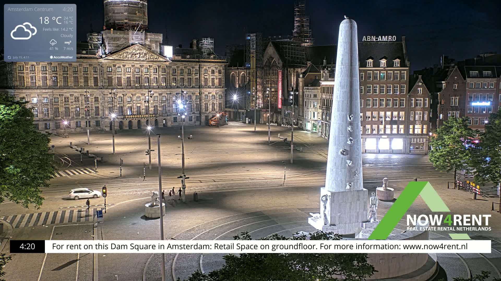 Amsterdam De Dam Square Live Cam - North Holland, Netherlands