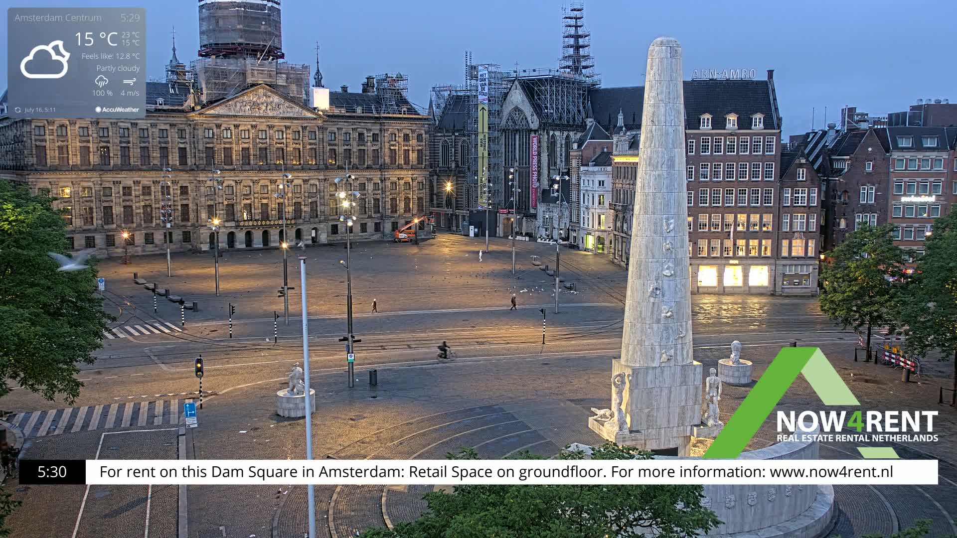 Amsterdam De Dam Square Live Cam - North Holland, Netherlands