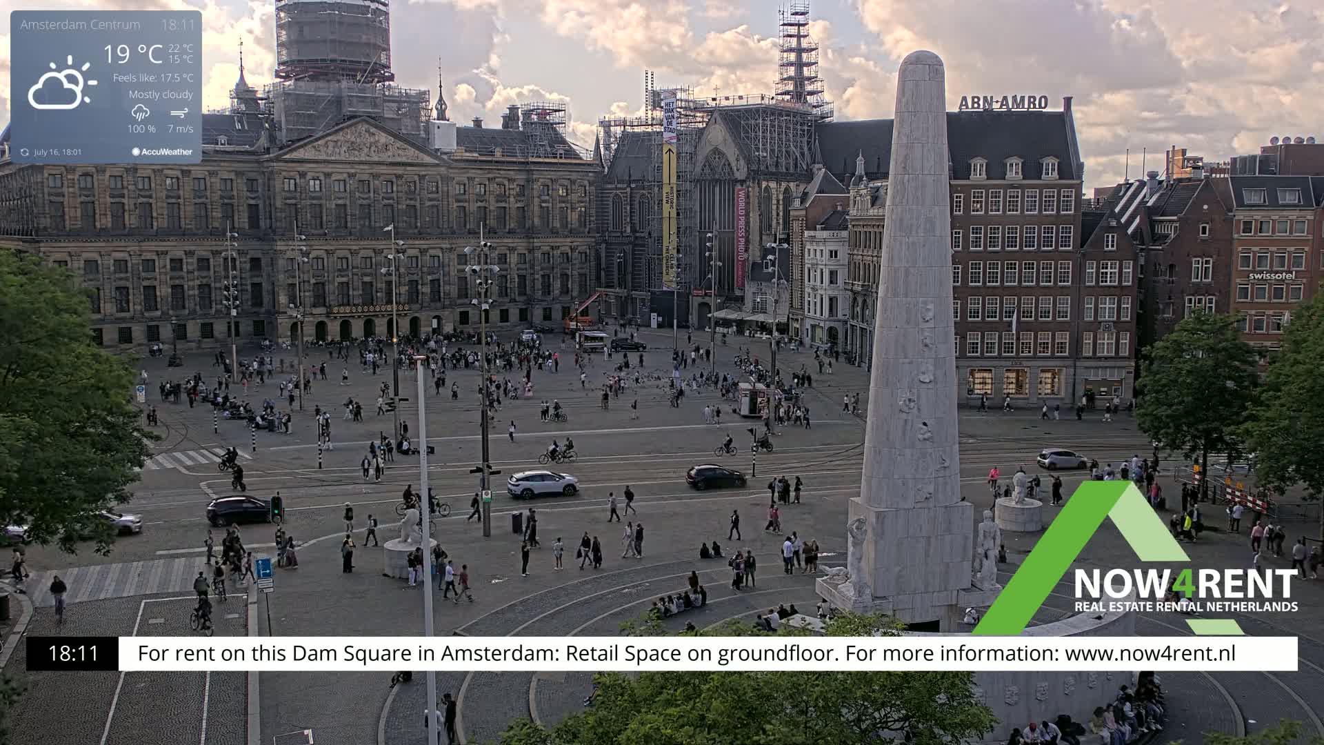 Amsterdam De Dam Square Live Cam - North Holland, Netherlands