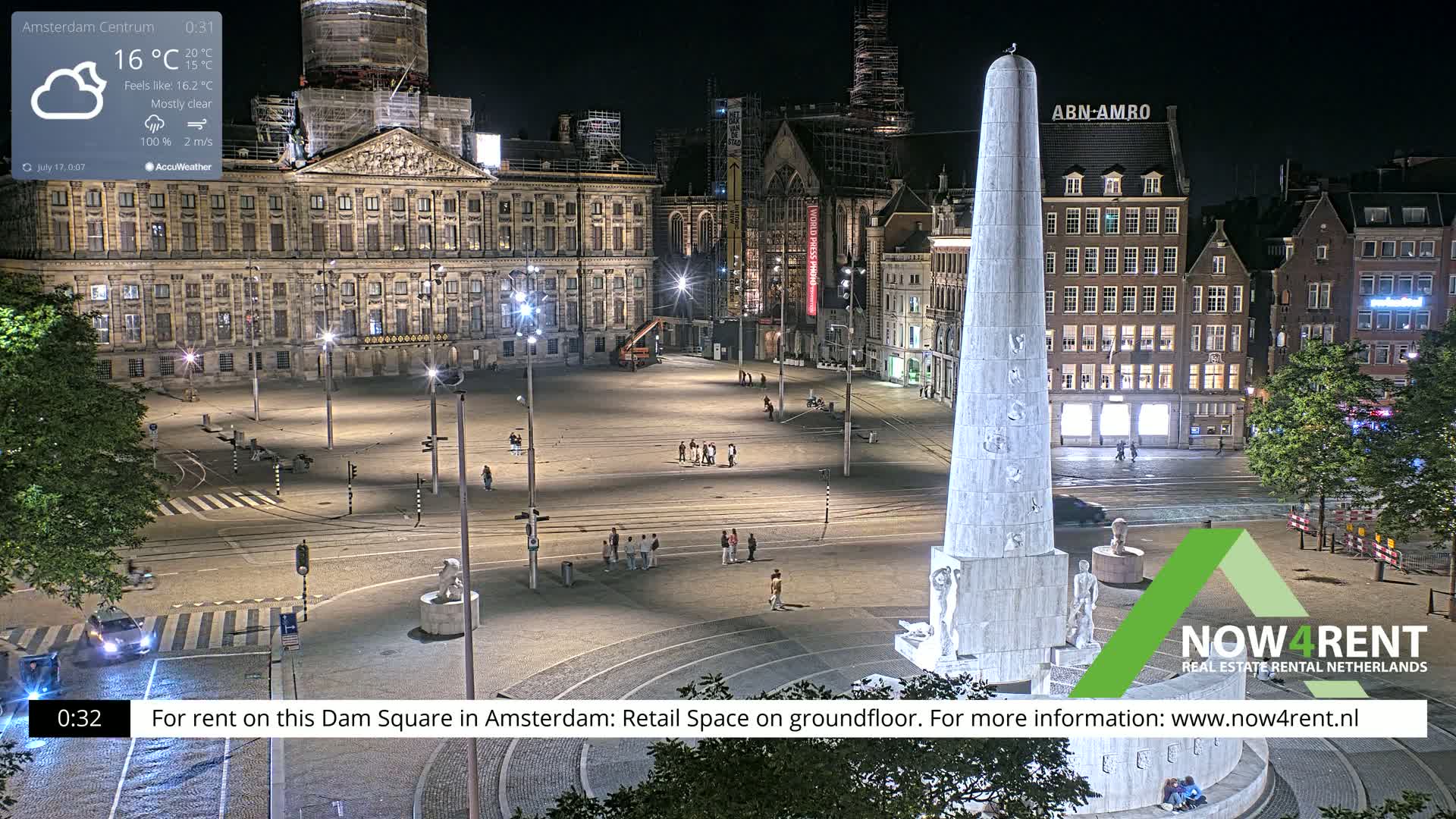 Amsterdam De Dam Square Live Cam - North Holland, Netherlands