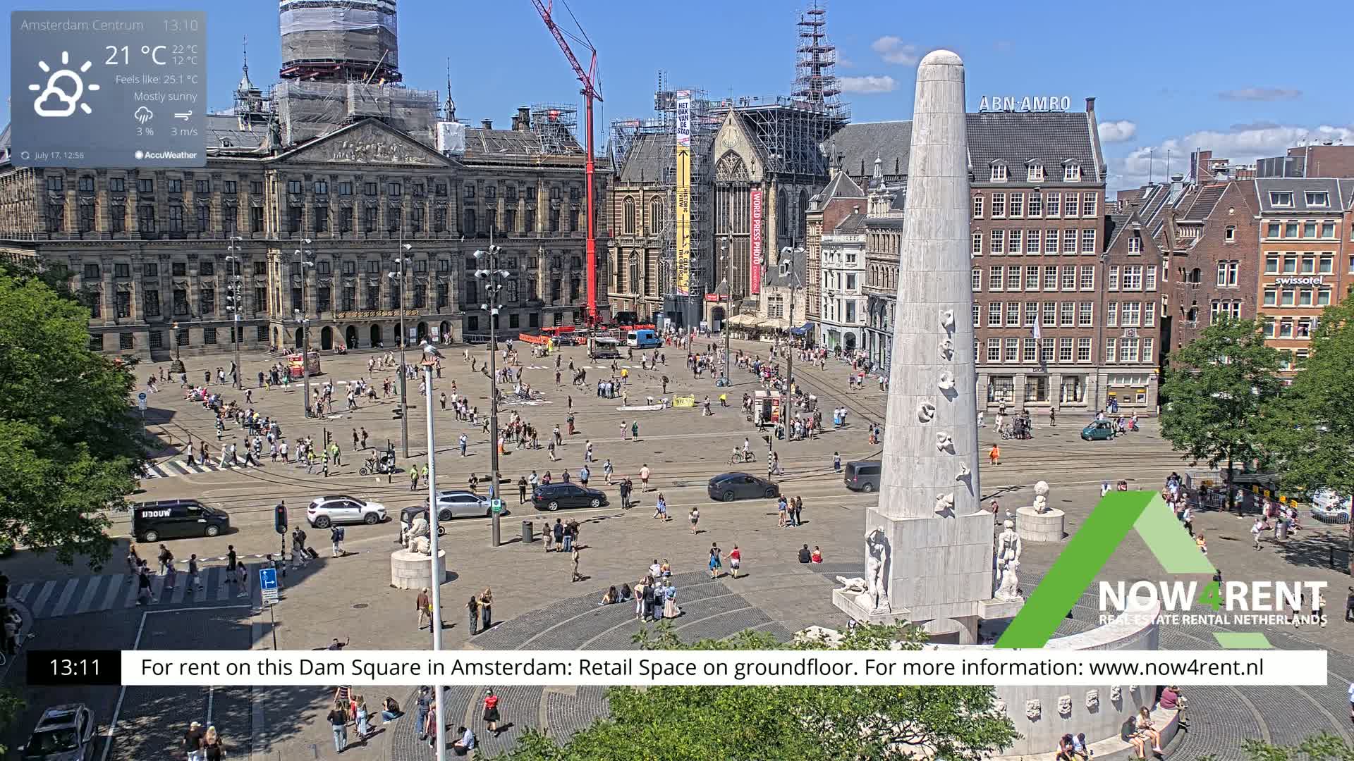 Amsterdam De Dam Square Live Cam - North Holland, Netherlands