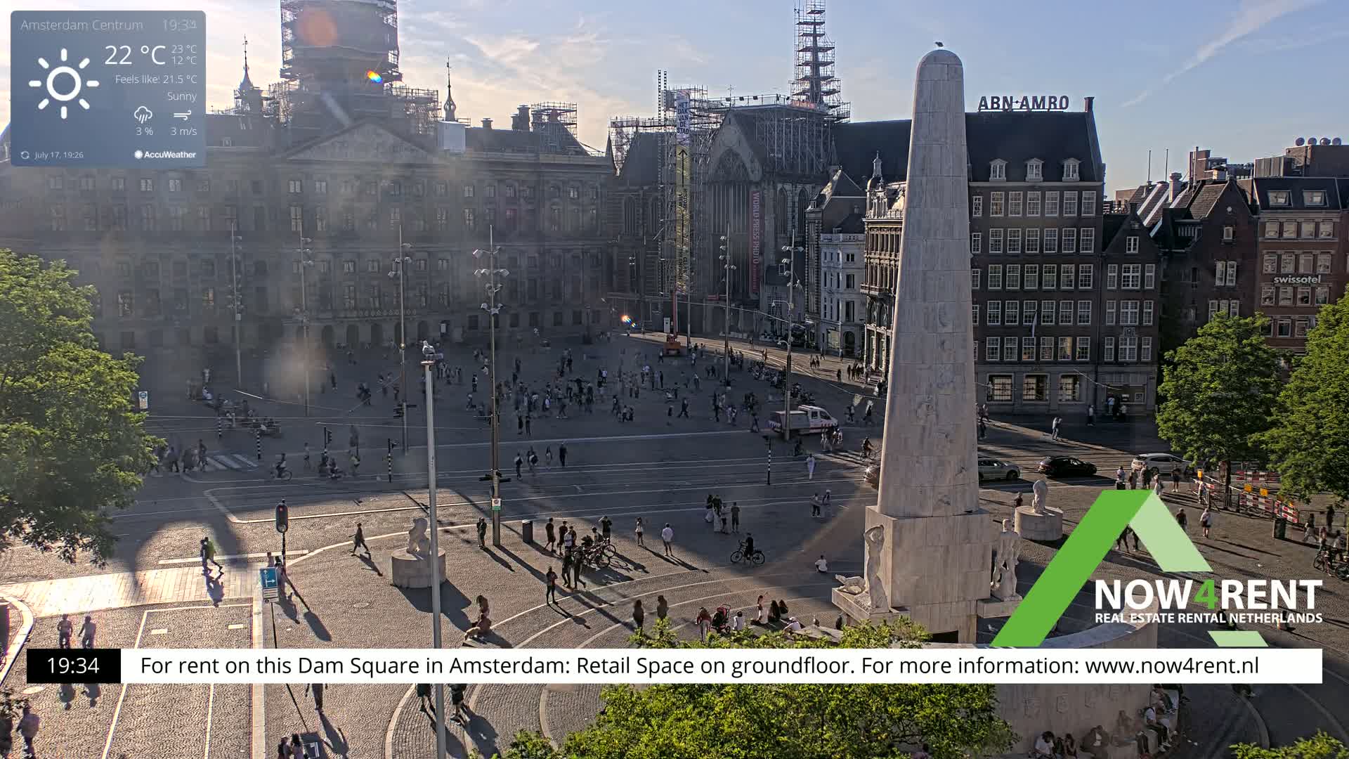 Amsterdam De Dam Square Live Cam - North Holland, Netherlands