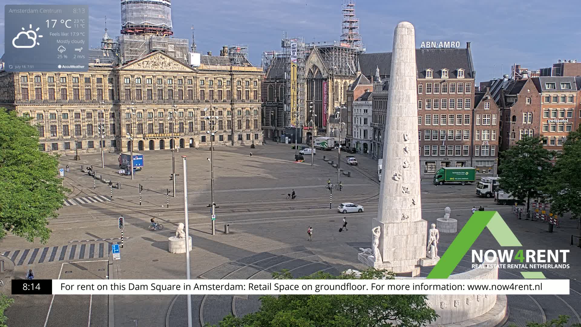 Amsterdam De Dam Square Live Cam - North Holland, Netherlands