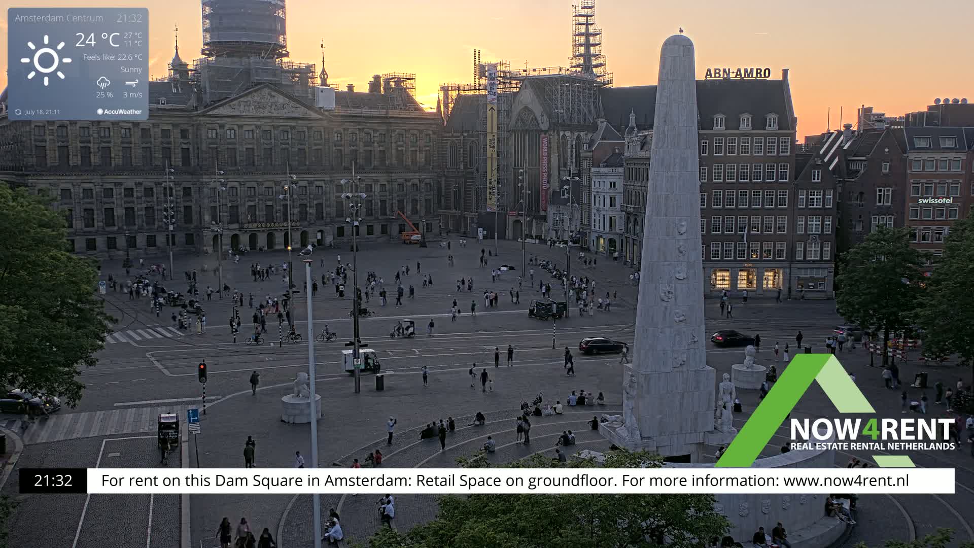 Amsterdam De Dam Square Live Cam - North Holland, Netherlands