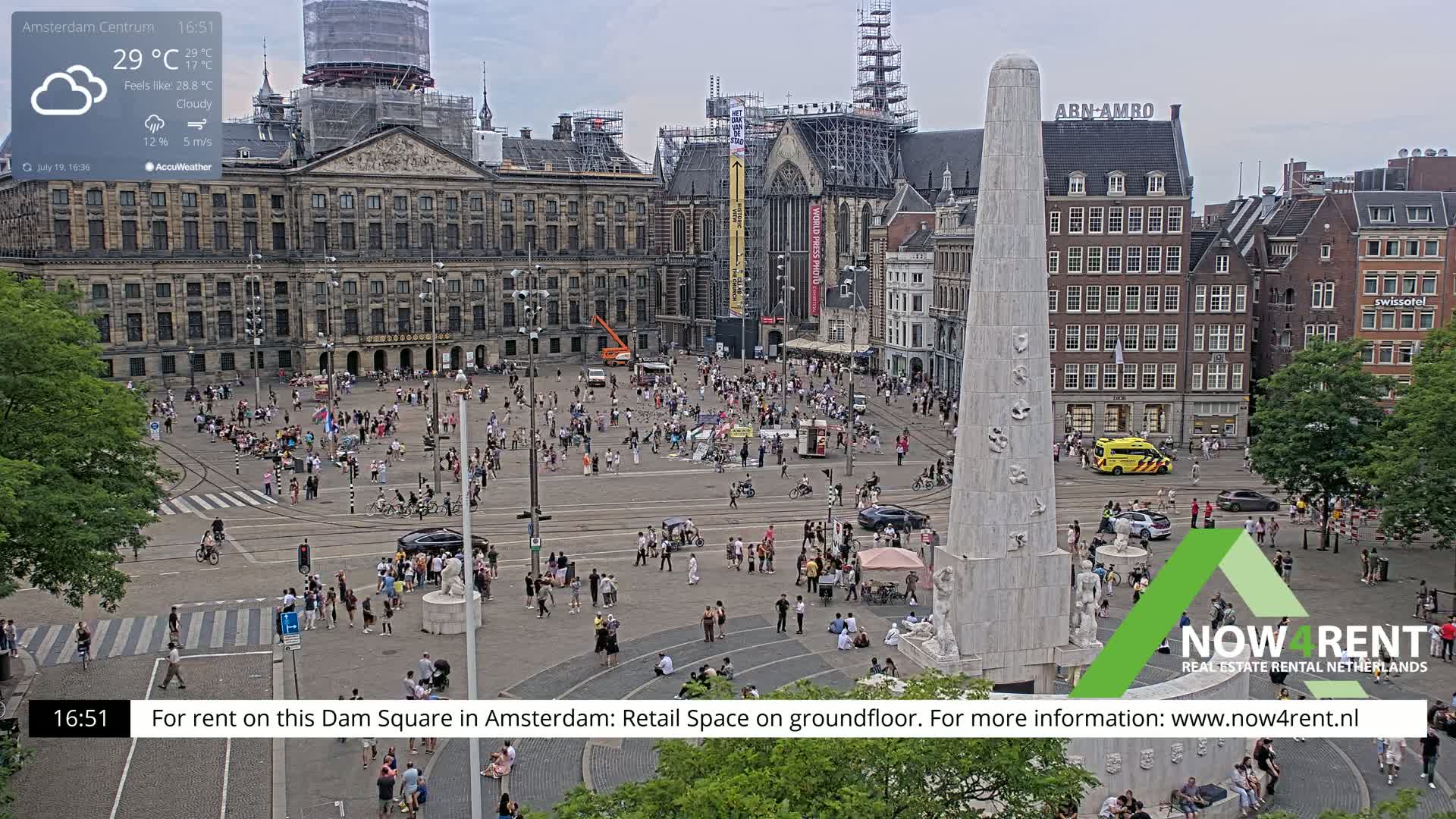 Amsterdam De Dam Square Live Cam - North Holland, Netherlands