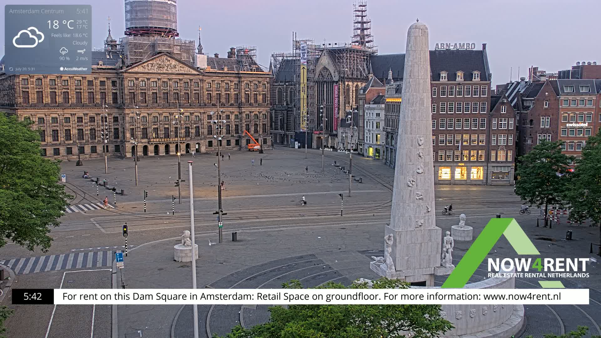 Amsterdam De Dam Square Live Cam - North Holland, Netherlands