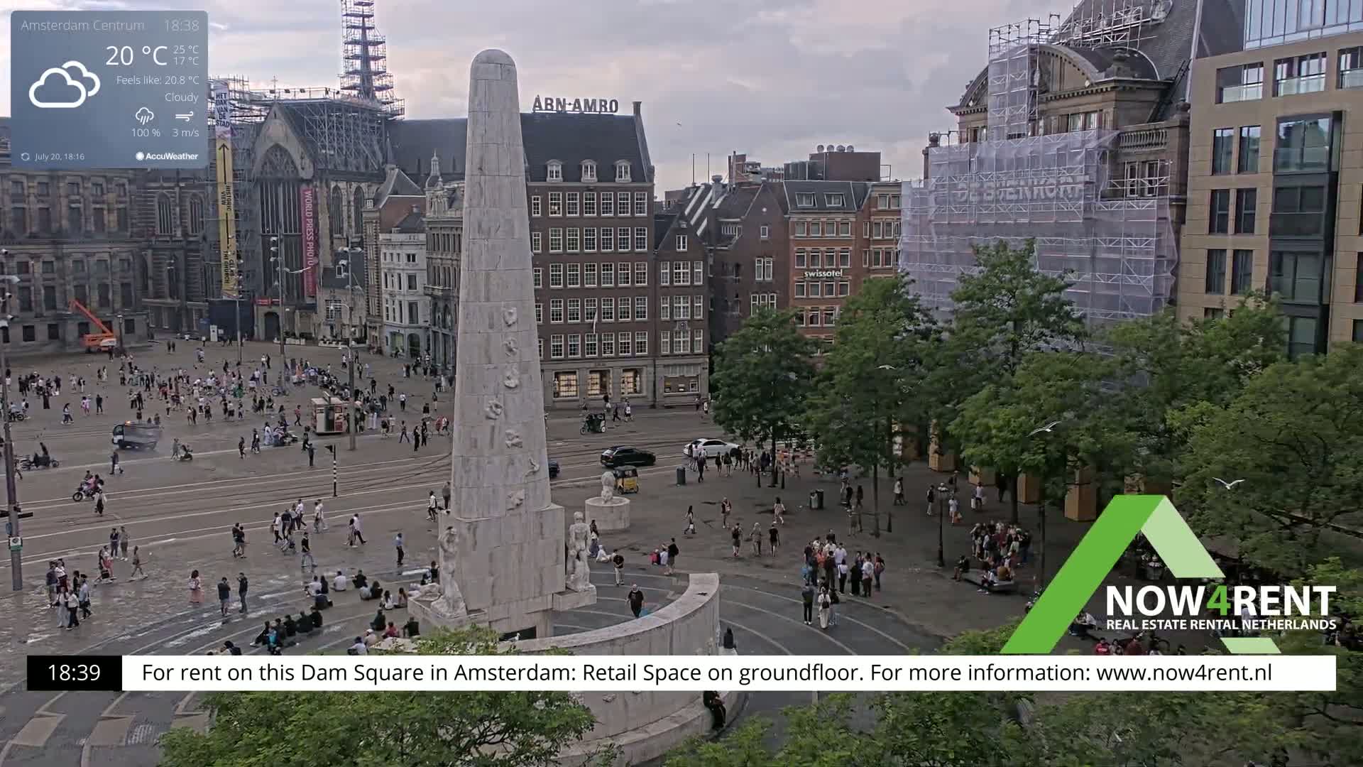 Amsterdam De Dam Square Live Cam - North Holland, Netherlands