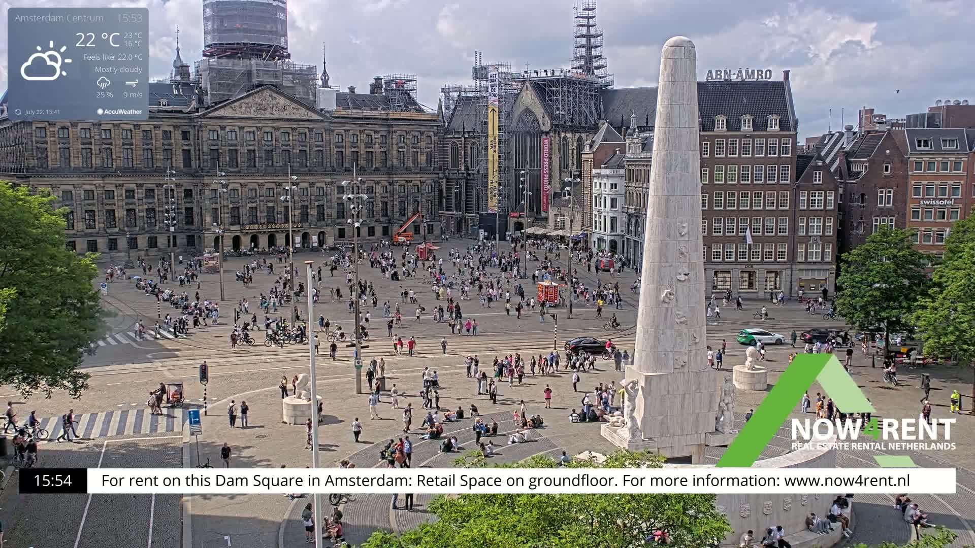 Amsterdam De Dam Square Live Cam - North Holland, Netherlands