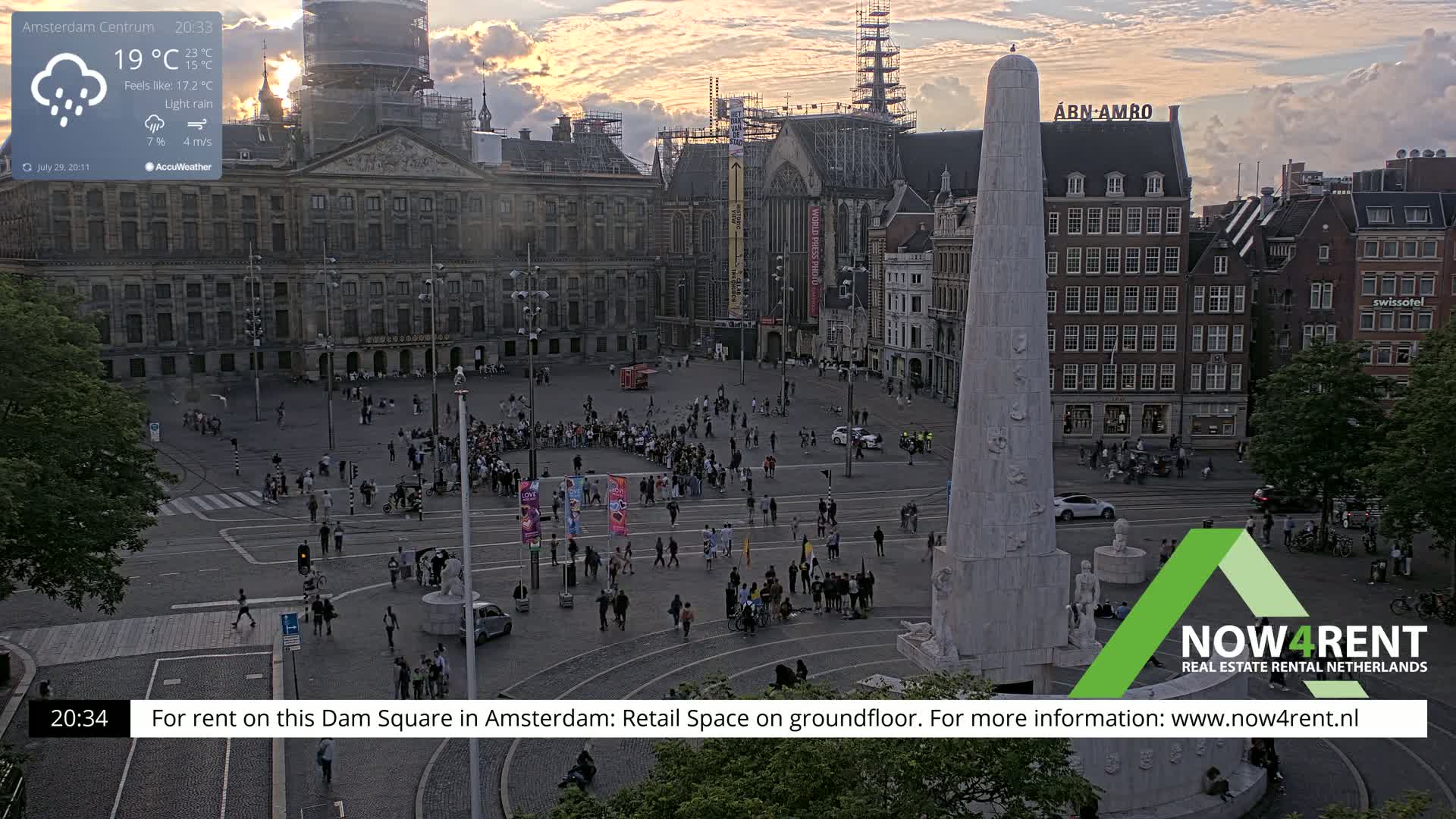 Amsterdam De Dam Square Live Cam - North Holland, Netherlands