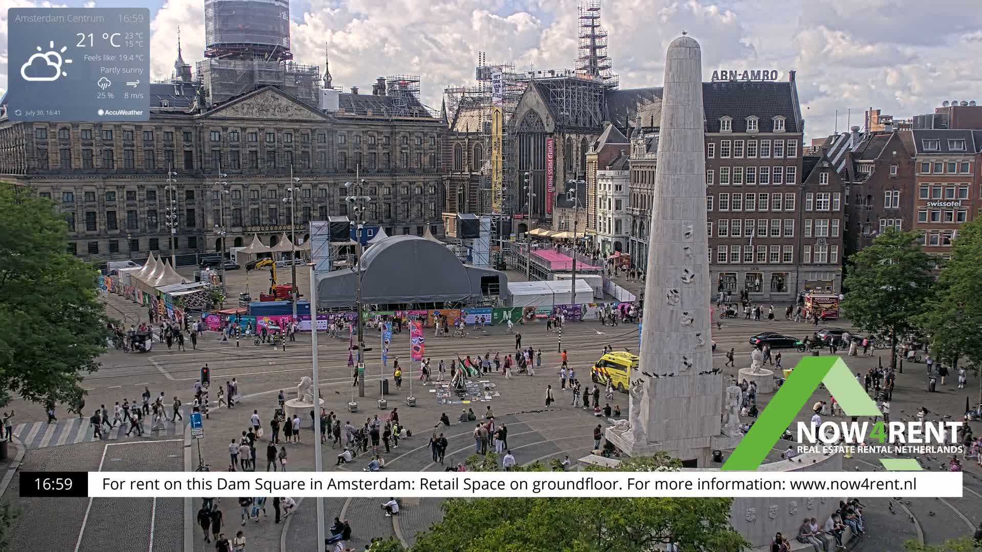 Amsterdam De Dam Square Live Cam - North Holland, Netherlands