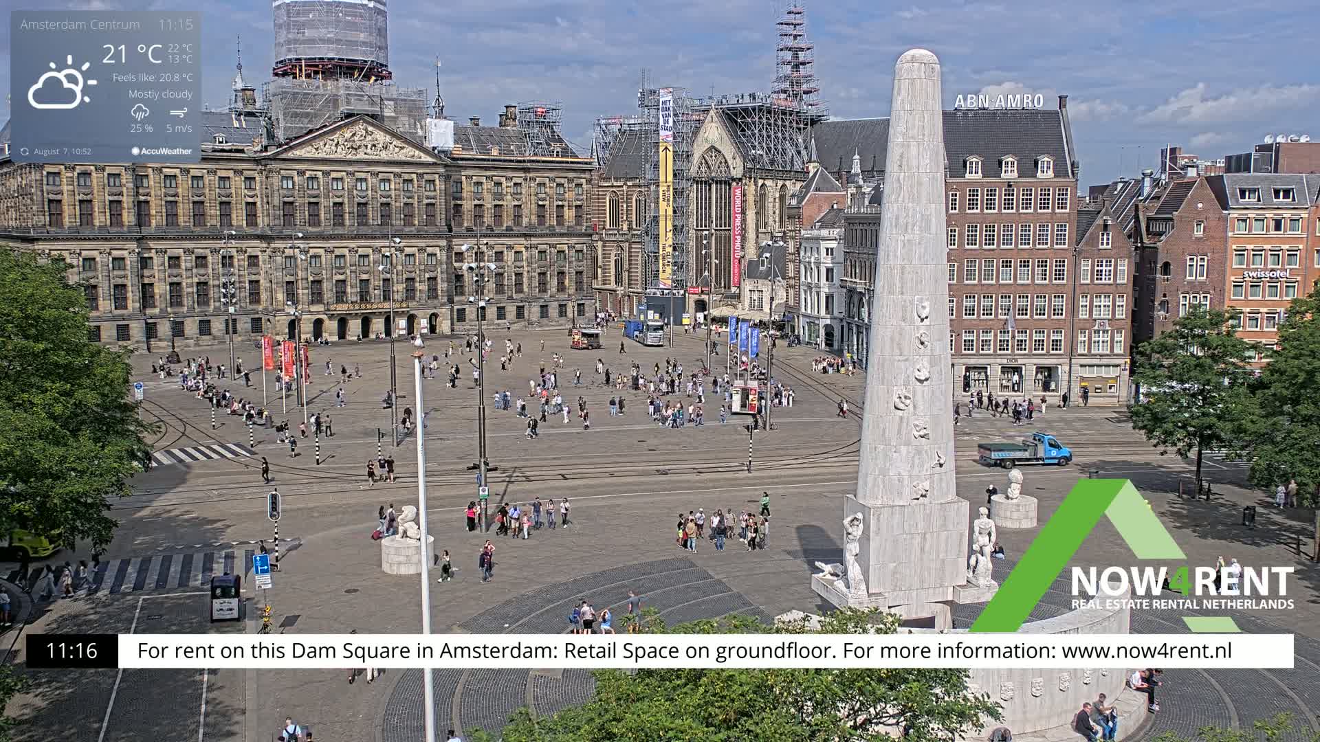 Amsterdam De Dam Square Live Cam - North Holland, Netherlands