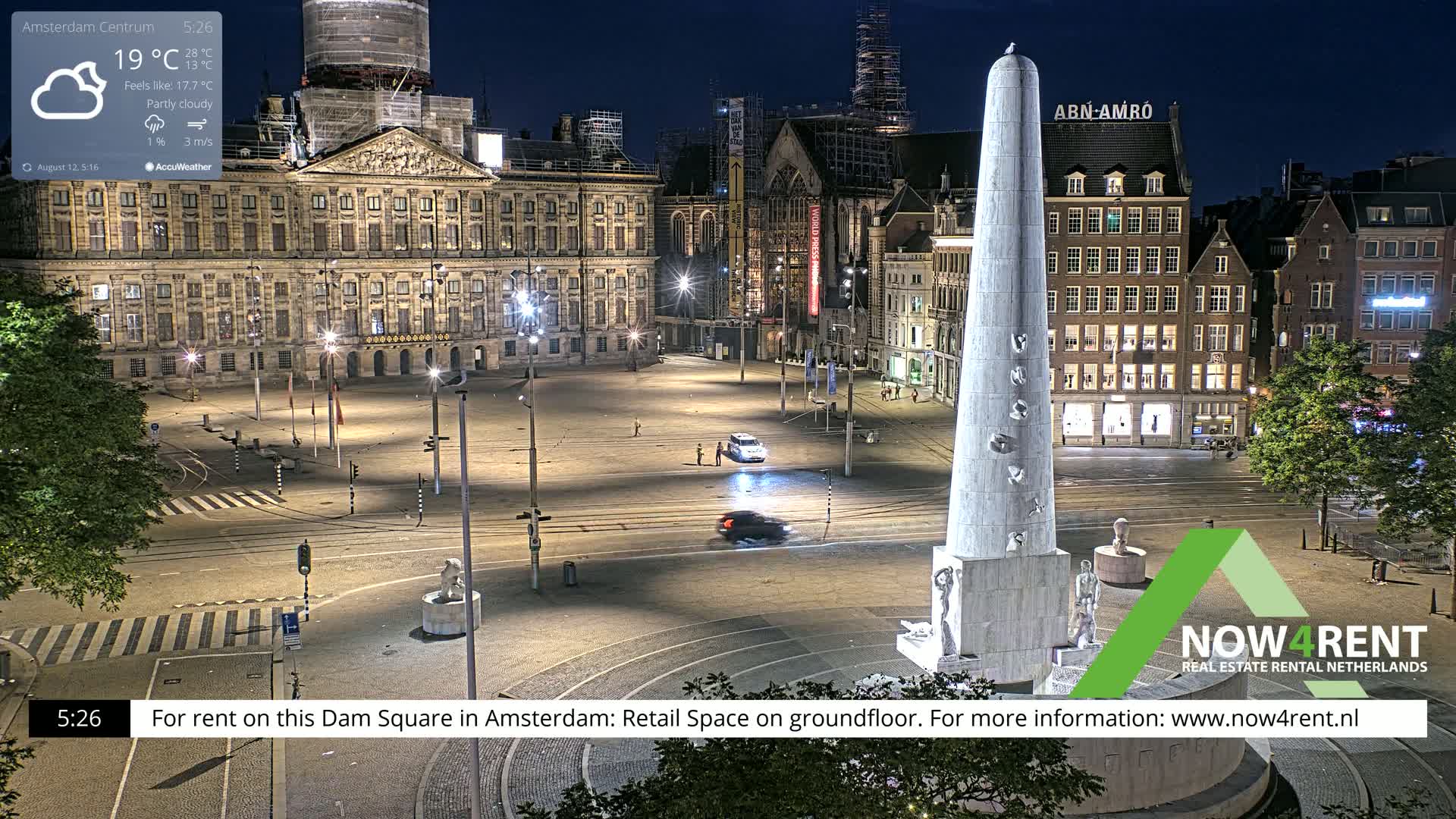 Amsterdam De Dam Square Live Cam - North Holland, Netherlands
