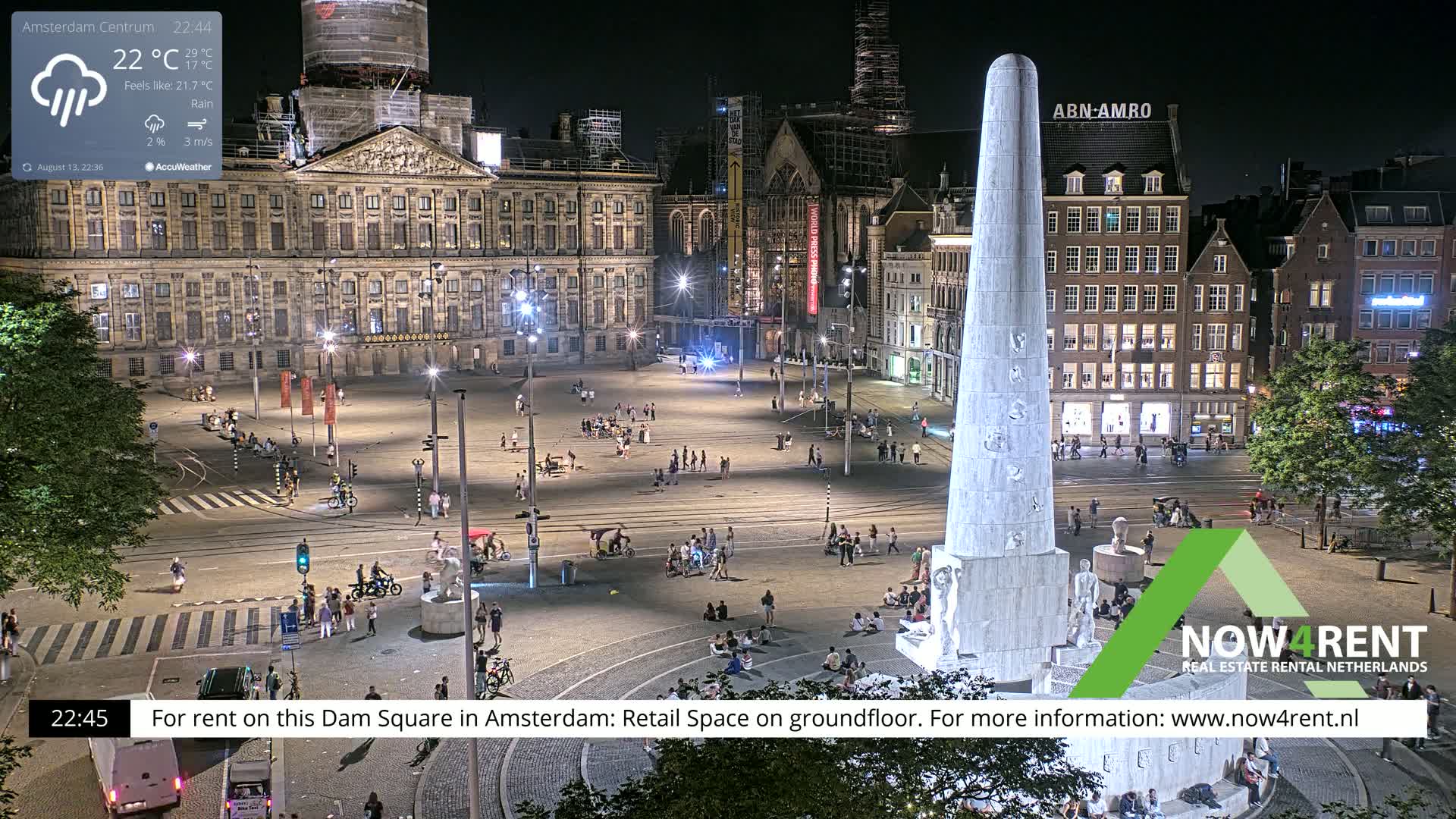Amsterdam De Dam Square Live Cam - North Holland, Netherlands