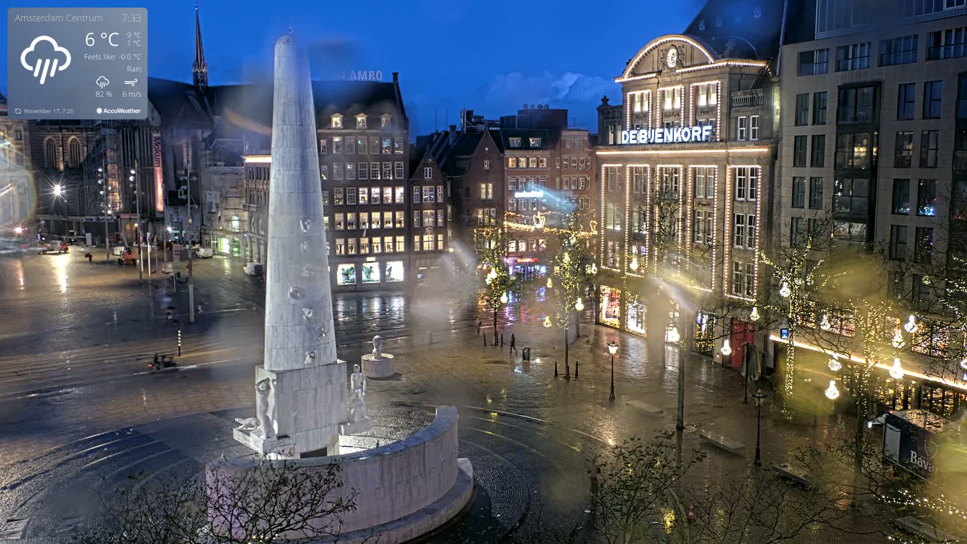 Amsterdam De Dam Square Live Cam - North Holland, Netherlands