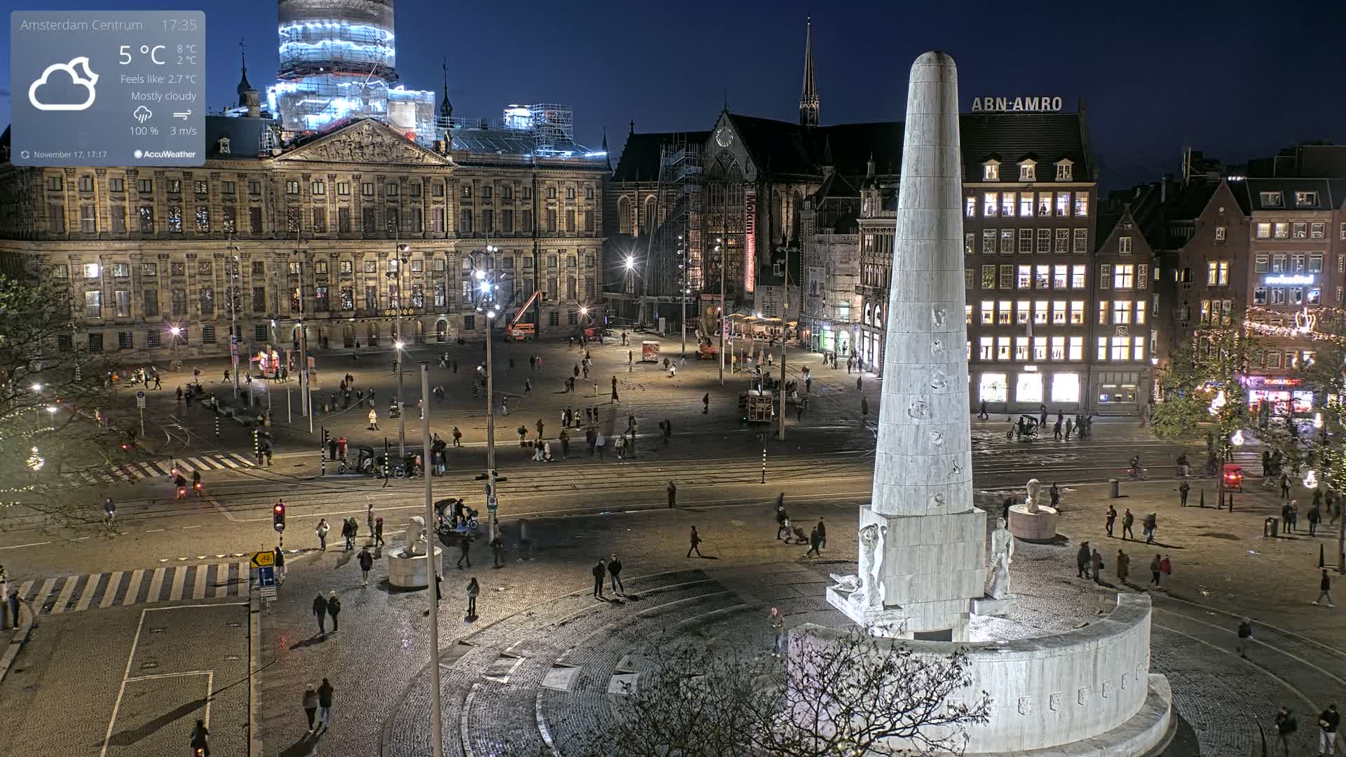 Amsterdam De Dam Square Live Cam - North Holland, Netherlands