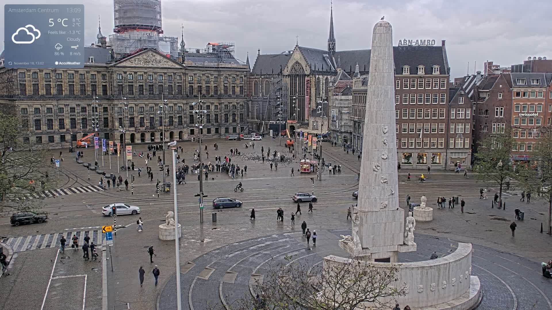 Amsterdam De Dam Square Live Cam - North Holland, Netherlands
