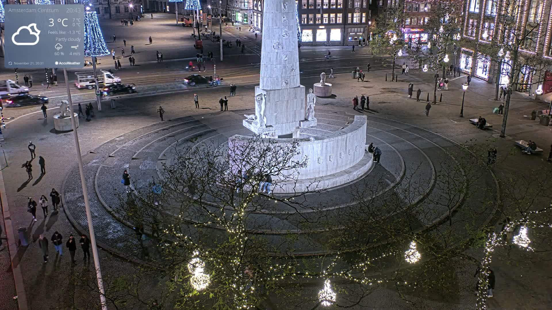 Amsterdam De Dam Square Live Cam - North Holland, Netherlands