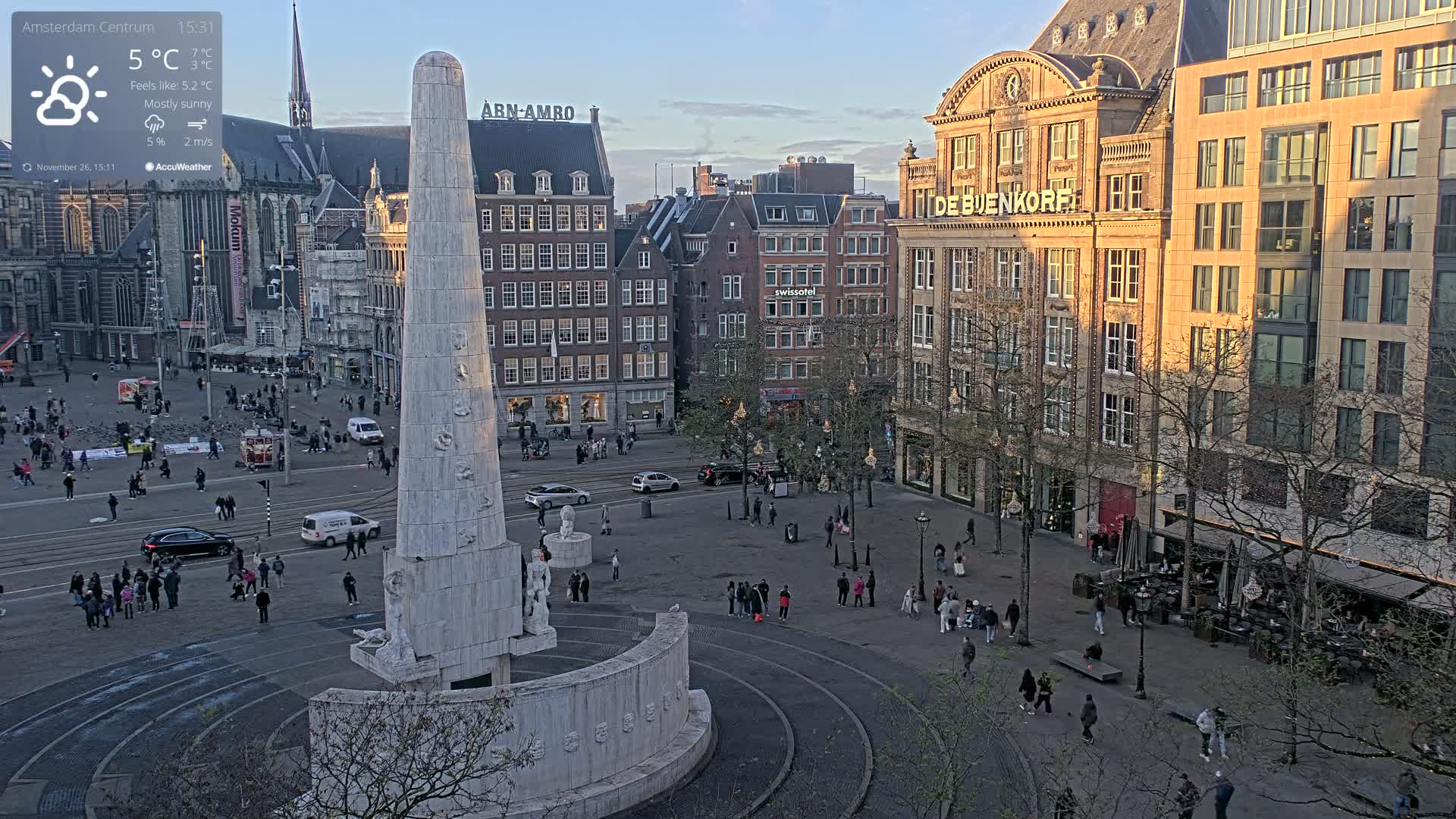 Amsterdam De Dam Square Live Cam - North Holland, Netherlands