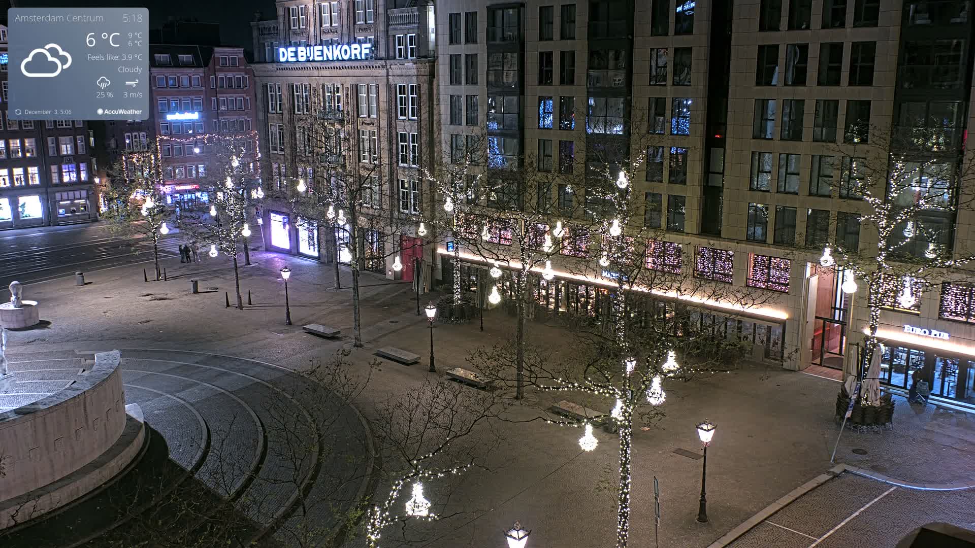 Amsterdam De Dam Square Live Cam - North Holland, Netherlands