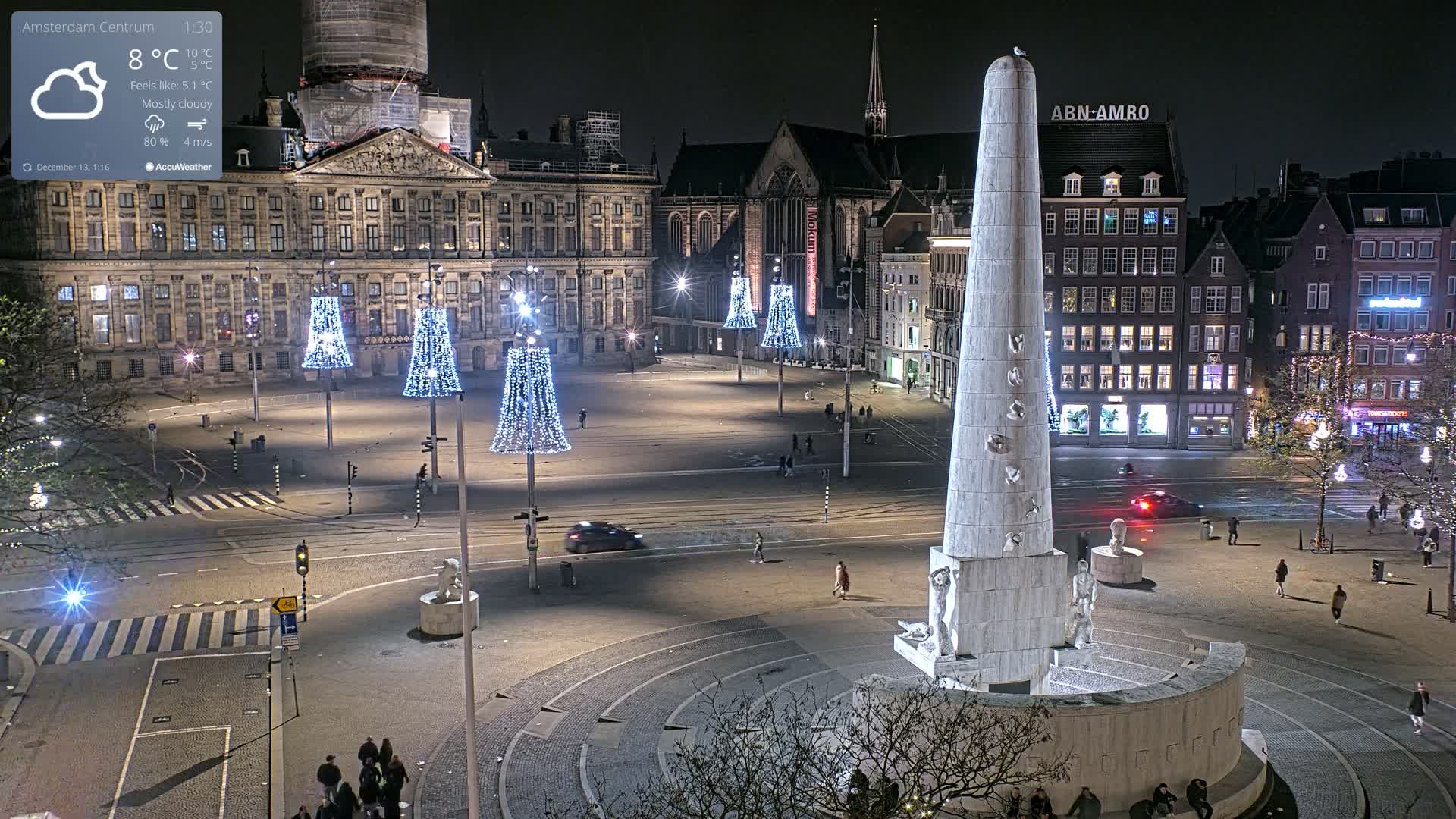Amsterdam De Dam Square Live Cam - North Holland, Netherlands