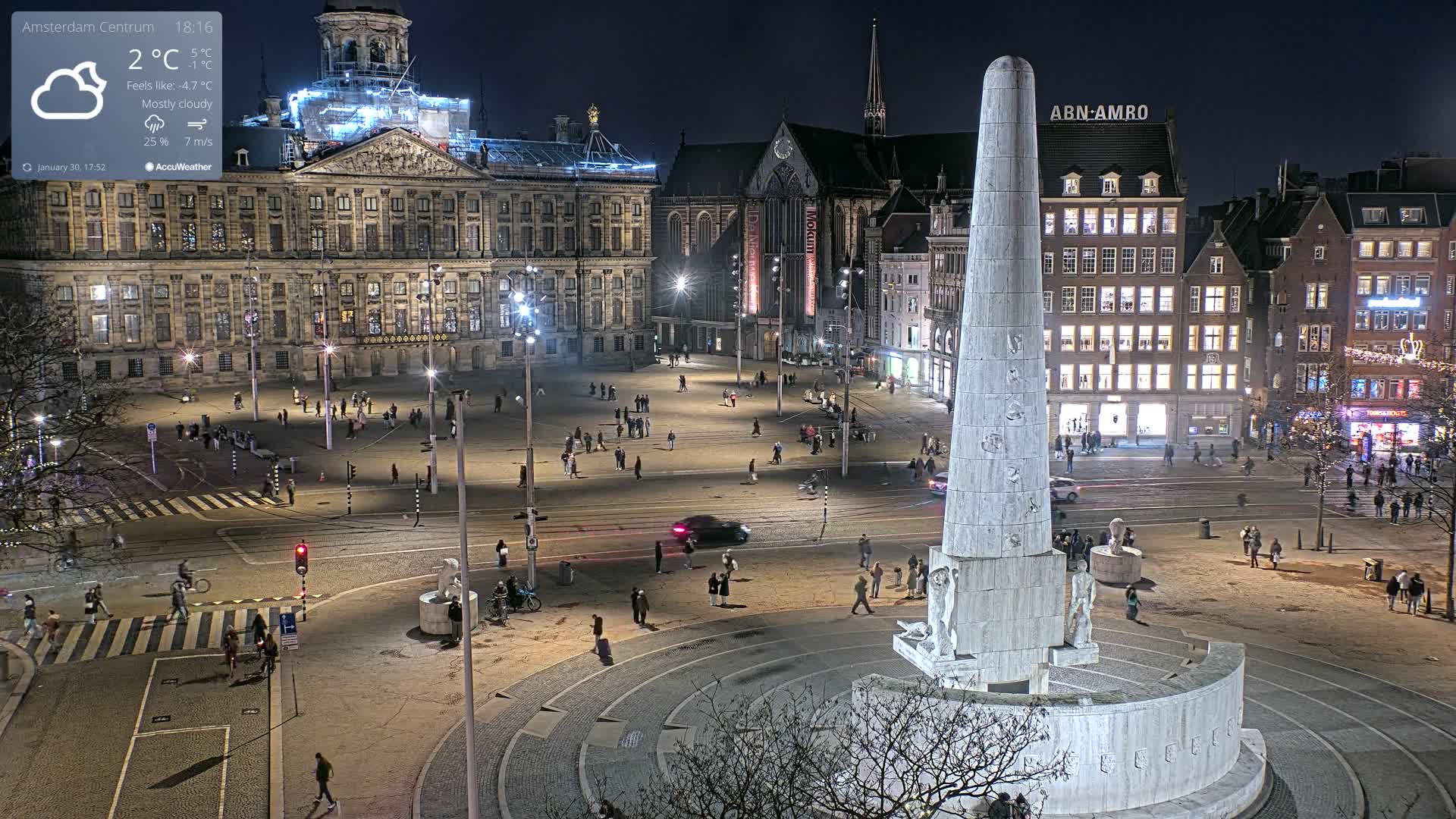 Amsterdam De Dam Square Live Cam - North Holland, Netherlands