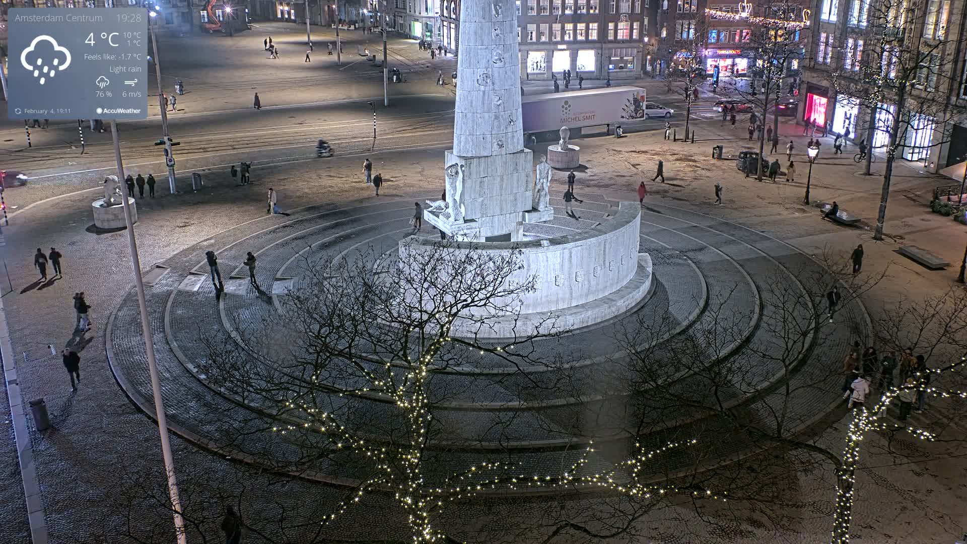 Amsterdam De Dam Square Live Cam - North Holland, Netherlands