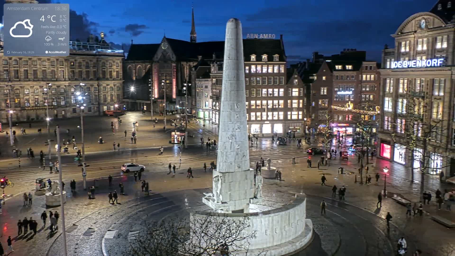 Amsterdam De Dam Square Live Cam - North Holland, Netherlands