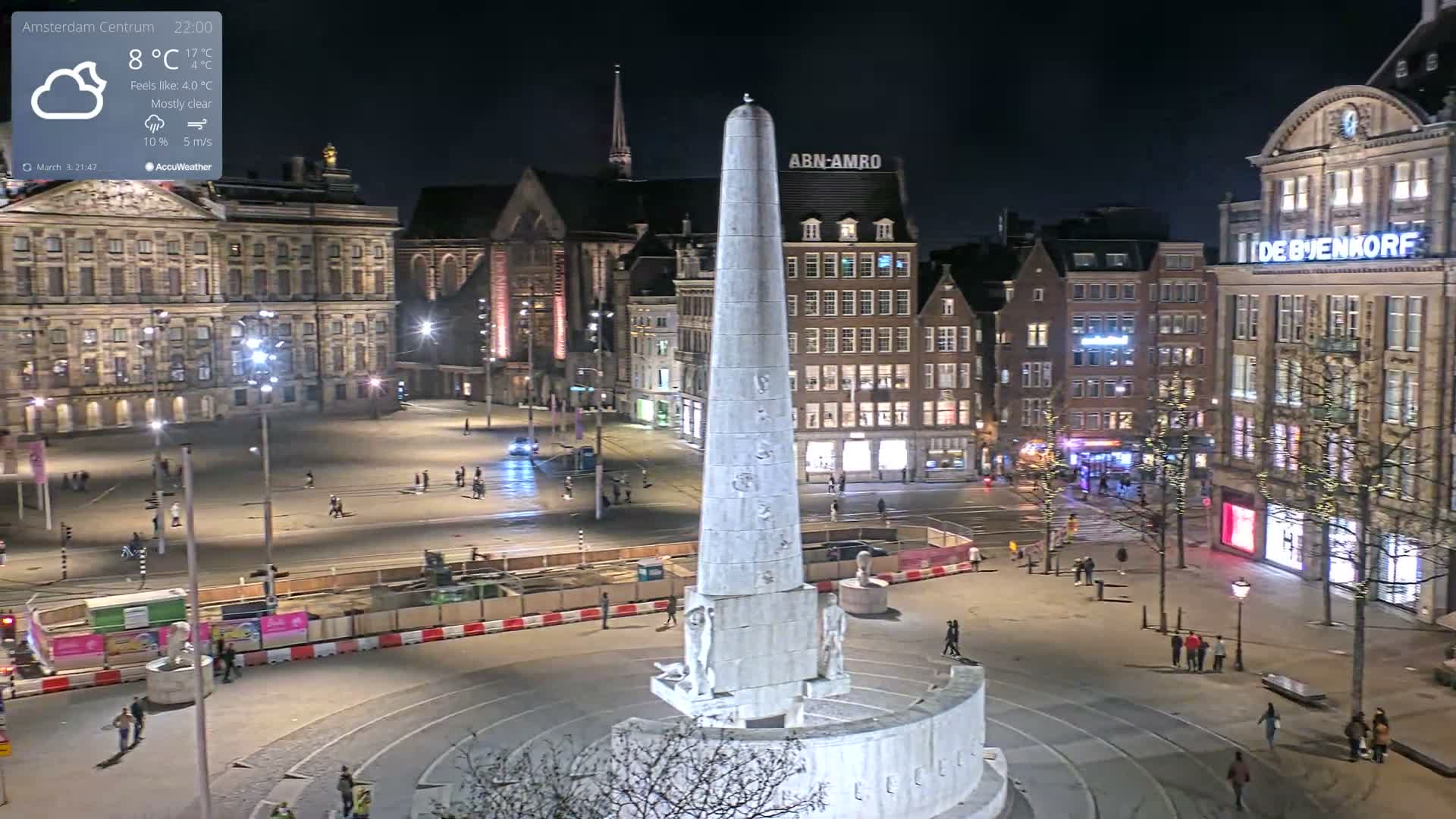 Amsterdam De Dam Square Live Cam - North Holland, Netherlands