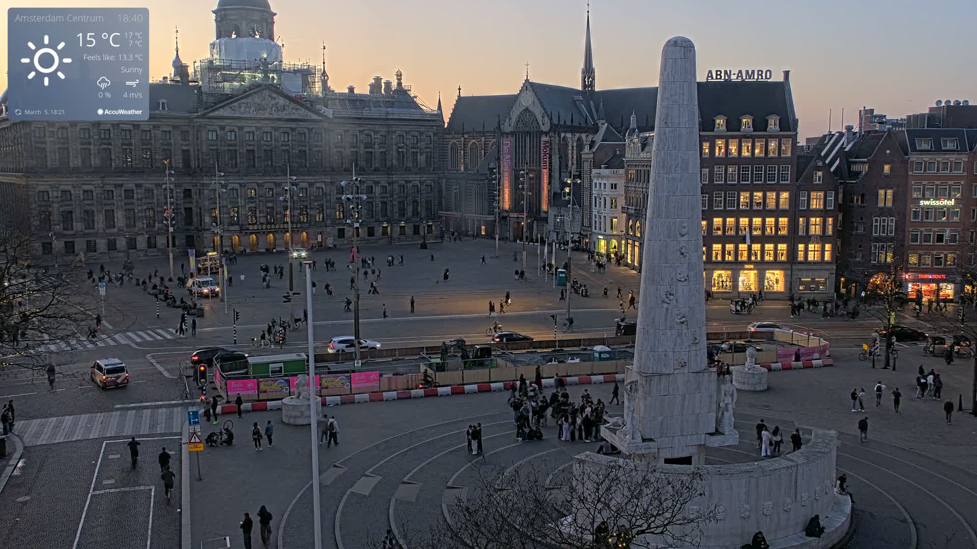 Amsterdam De Dam Square Live Cam - North Holland, Netherlands