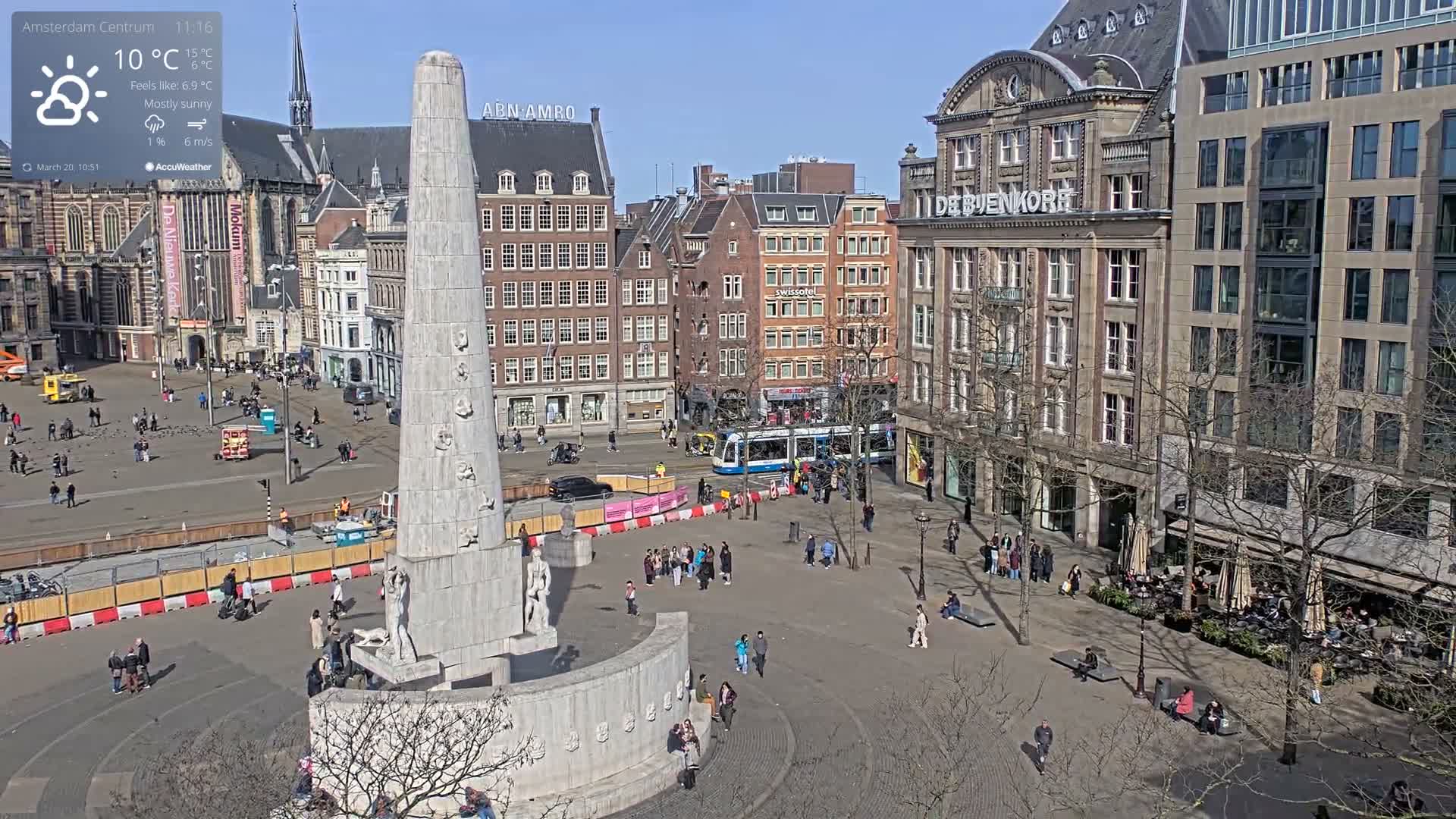 Amsterdam De Dam Square Live Cam - North Holland, Netherlands
