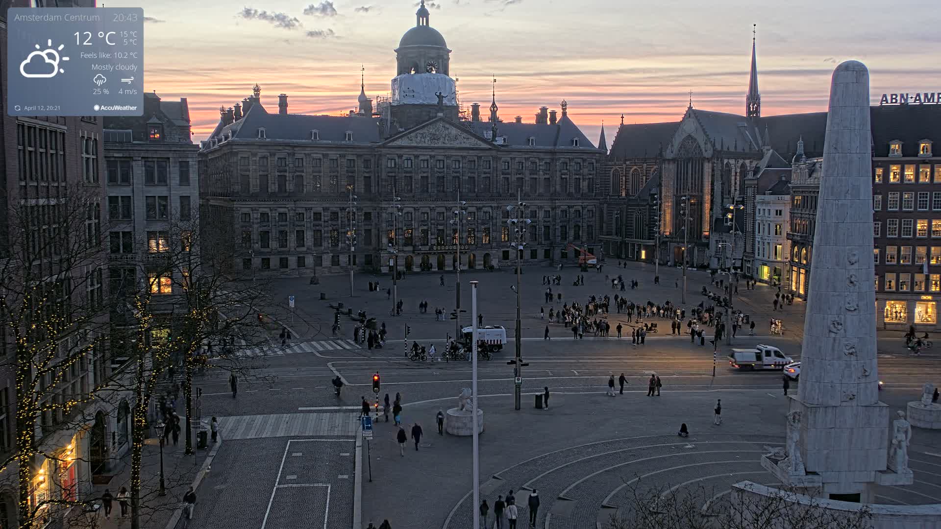 Amsterdam De Dam Square Live Cam - North Holland, Netherlands
