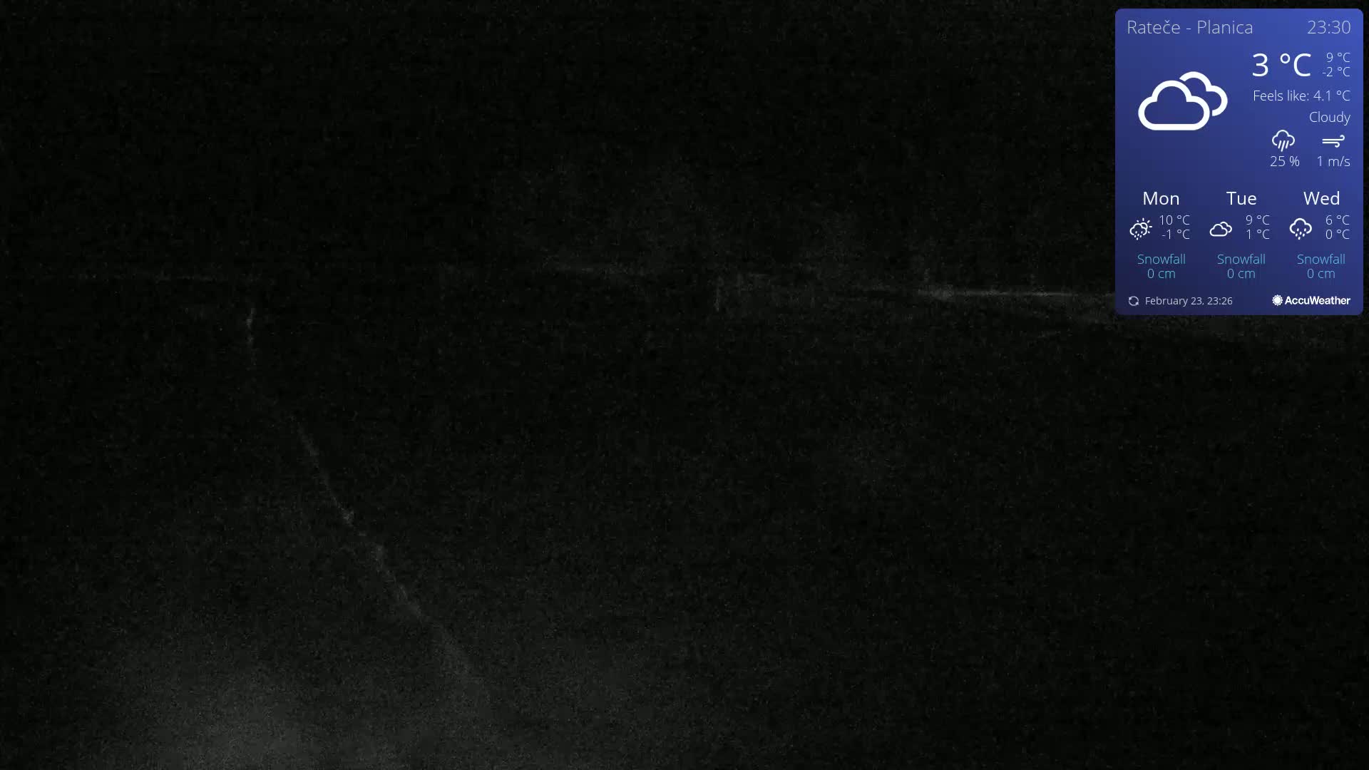 A dark, cloudy night scene is visible with minimal light.
